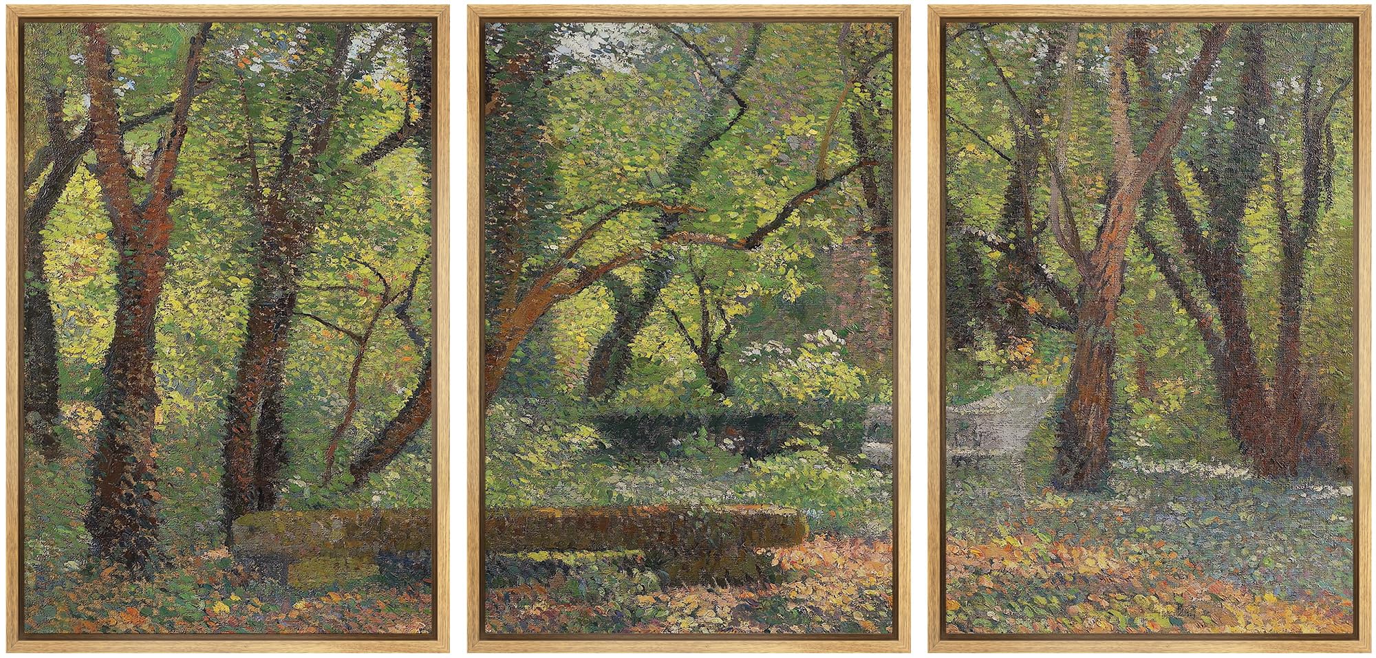 Wall26 Framed Canvas Print Wall Art Set Birch Tree Forest Watercolor Pastel Landscape Nature Wilderness Illustrations Modern Art