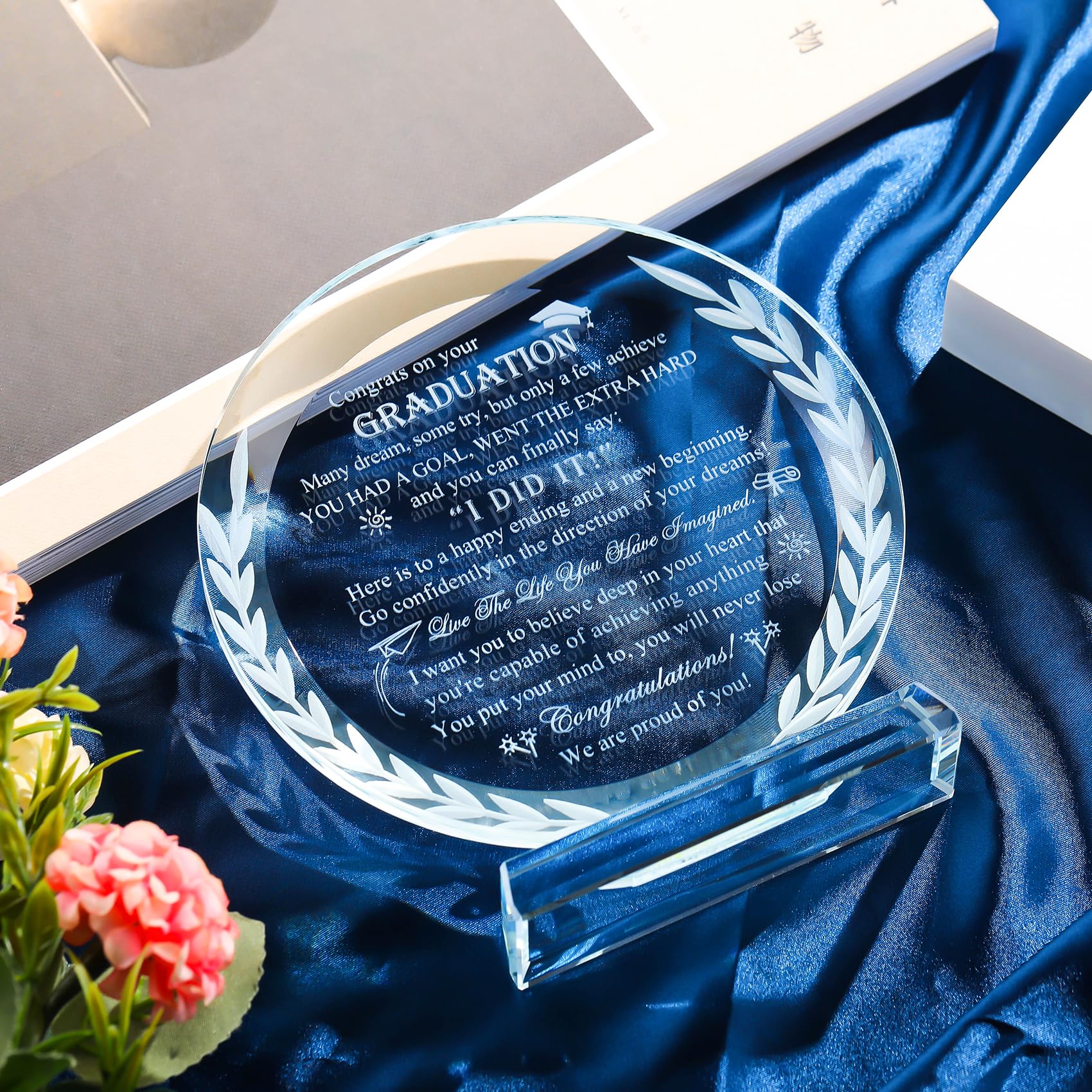 Movdyka Graduation Gifts for Her Him, High School College Graduation Gift for Women Men, Crystal Decor Plaque, Class of 2025 Gra