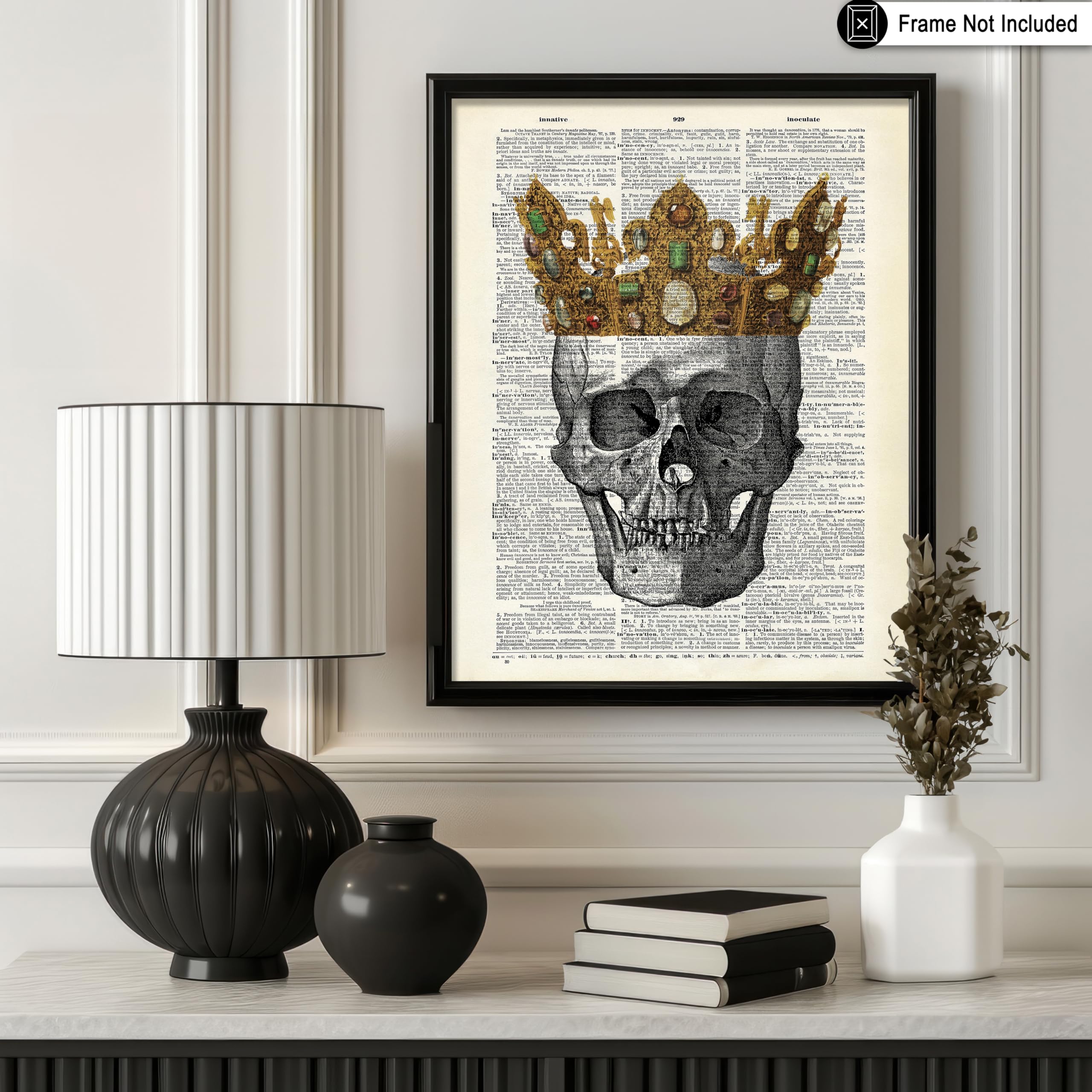 Poster Master Dictionary Art Poster - Crown On Skull Print - Skeleton Art - Anatomy Art - Minimal Gift For Him, Her, Doctor, Nur