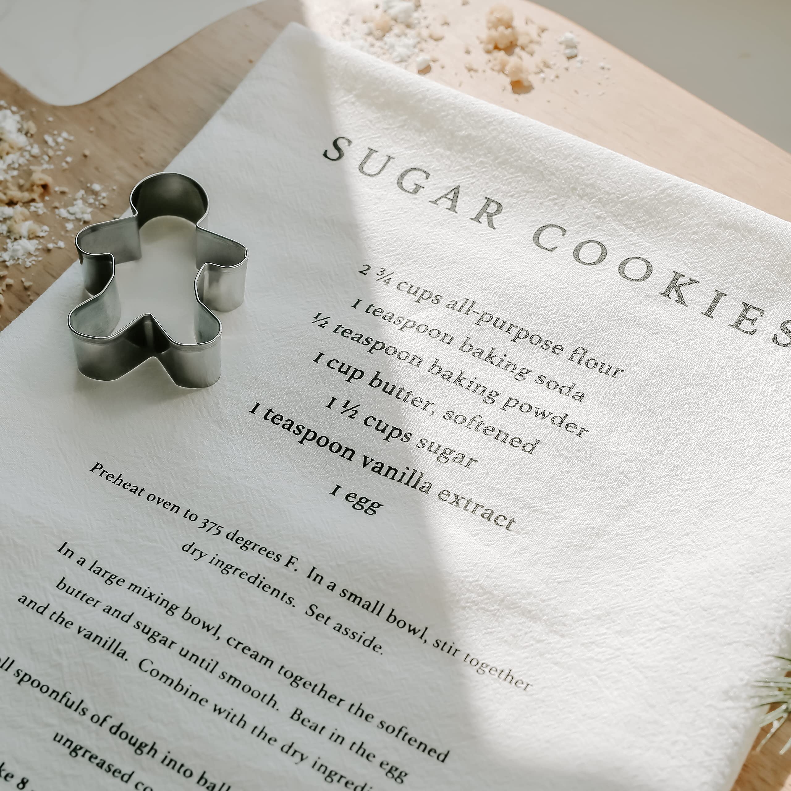 Sweet Water Decor Sugar Cookies Tea Towel | 100% Cotton | Large Size 28 X 25 Inches | Cream With Black Text | Bathroom, Kitchen,