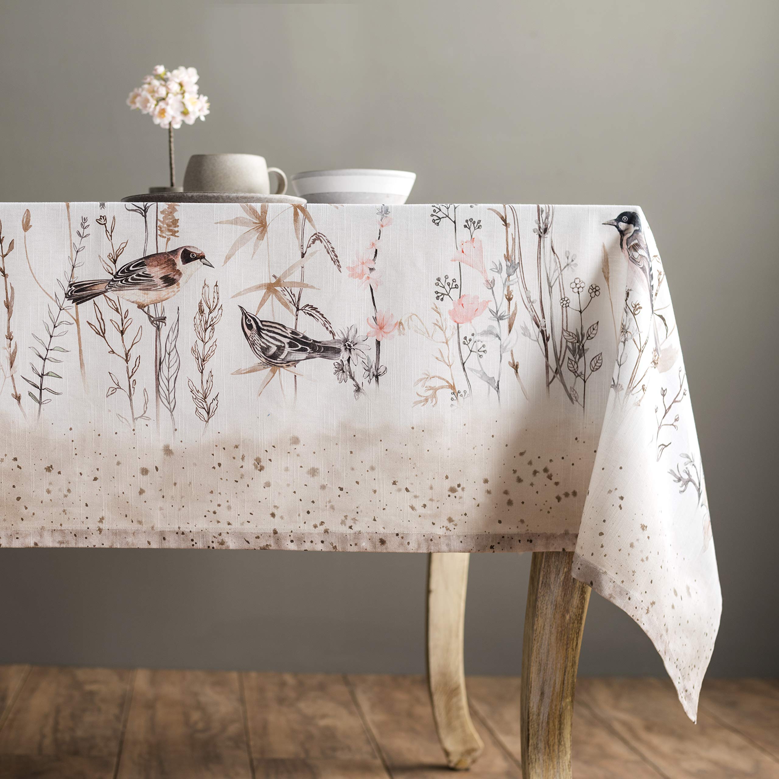 Maison D' Hermine Tablecloths 100% Cotton 60''X120'' Decorative Rectangle Tablecloth Washable Table Cover For Gifts, Holiday Din