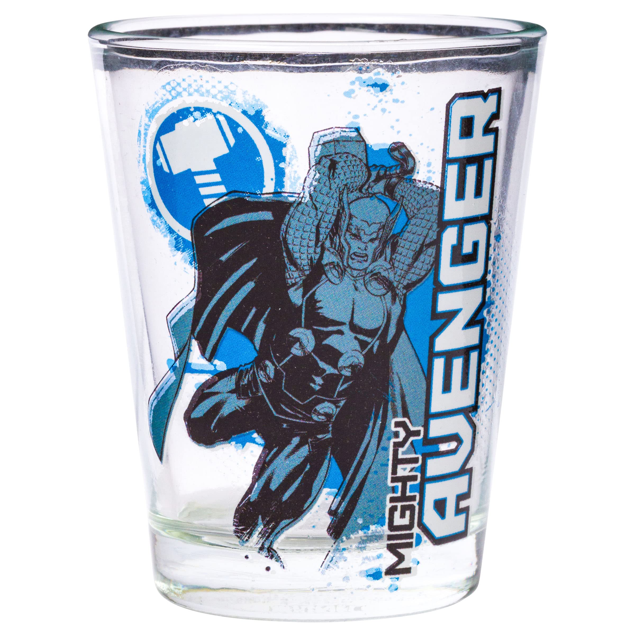 Silver Buffalo Marvel Avengers Featuring Iron Man, The Hulk, Captain America, And Thor 4 Pack Mini Glasses, 1.5 Ounces
