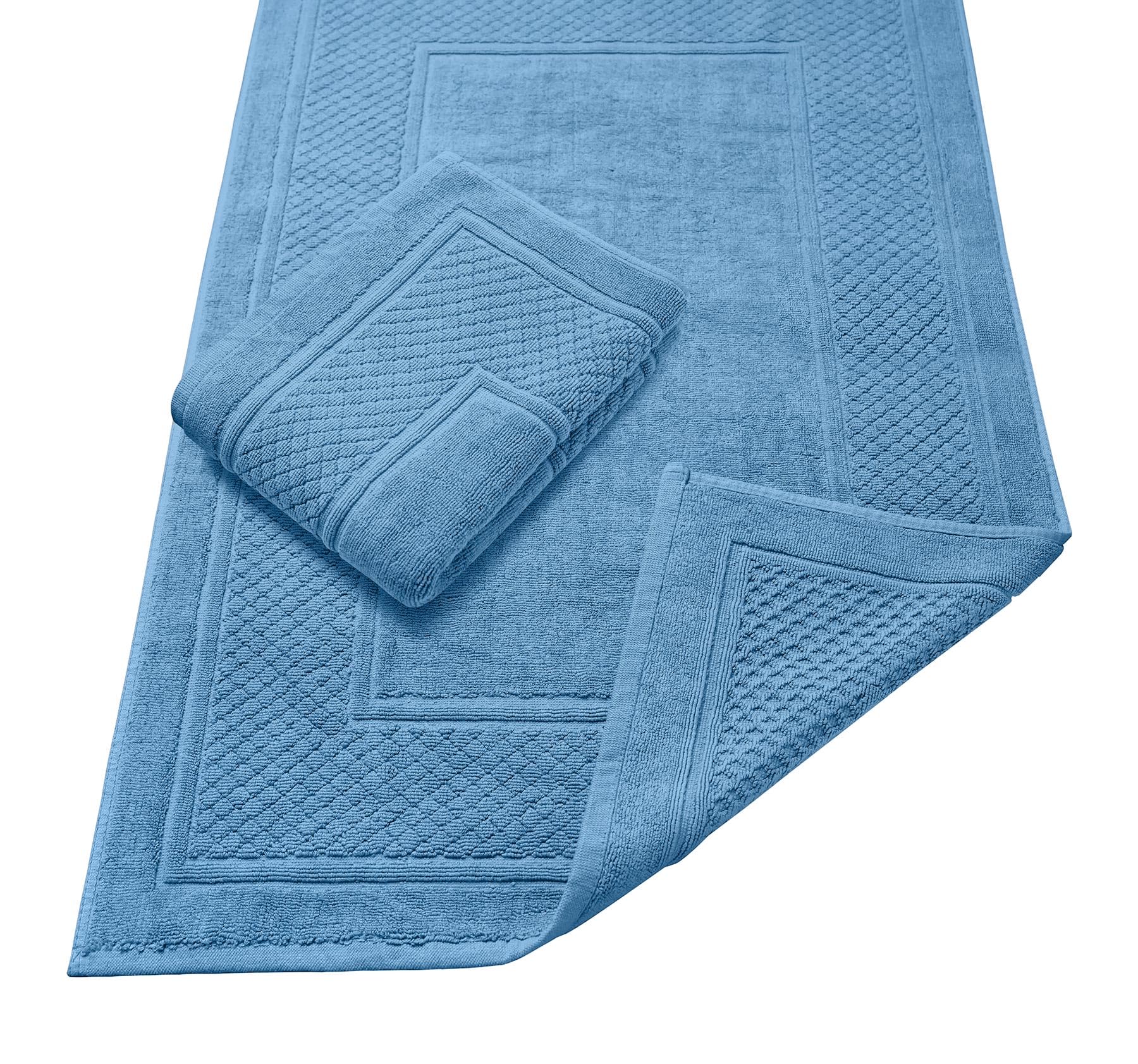 Avalon Bath Mats for Bathroom - Absorbent Bathroom Mats Quick Dry Bath Mat - 100% Cotton Bath Mats Soft Bathroom Floor Mat - SkyBlue Bath Mat Absorbent Bath Mat Set of 2 (22x34 Inches)