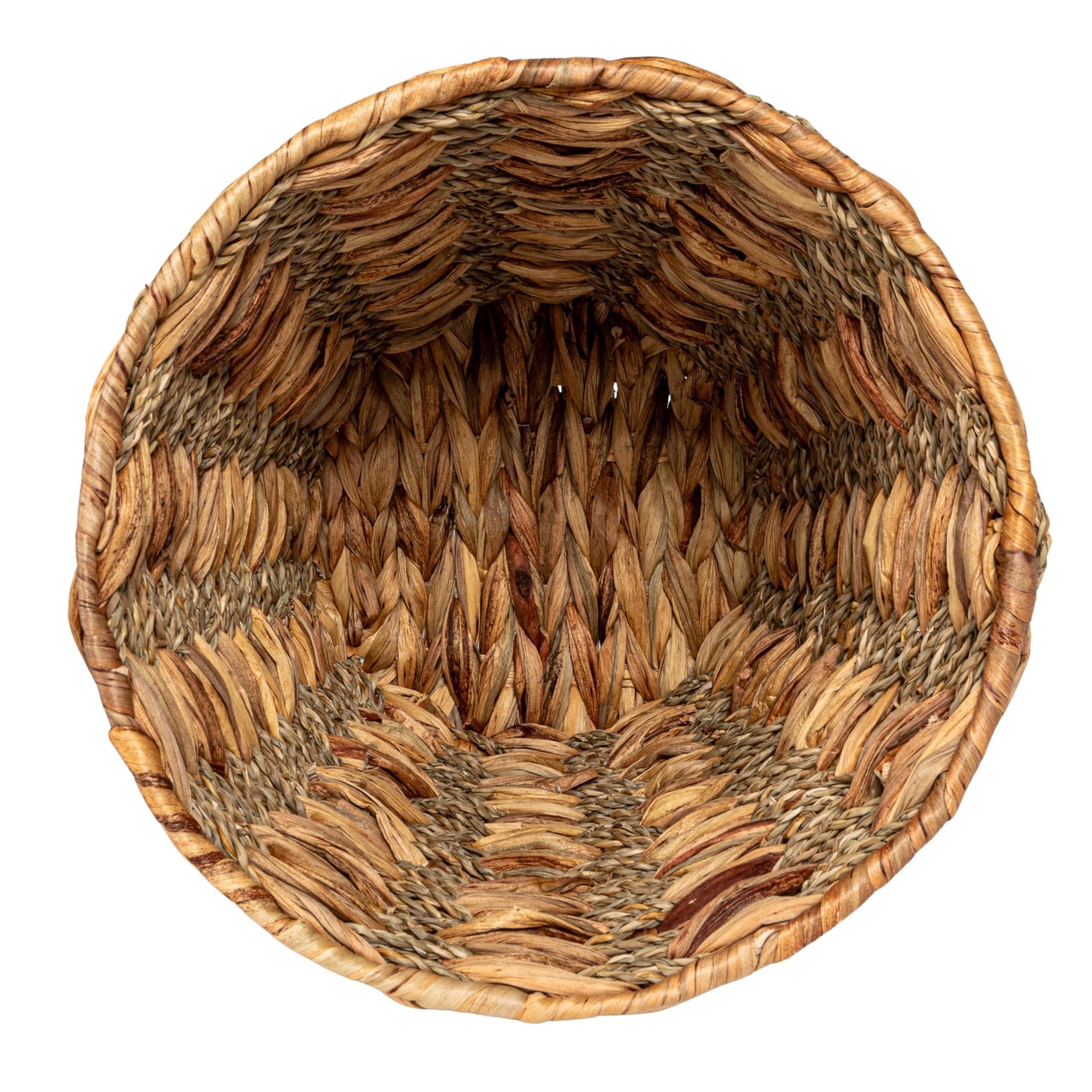 Household Essentials Water Hyacinth And Seagrass Round Waste Basket, Natural