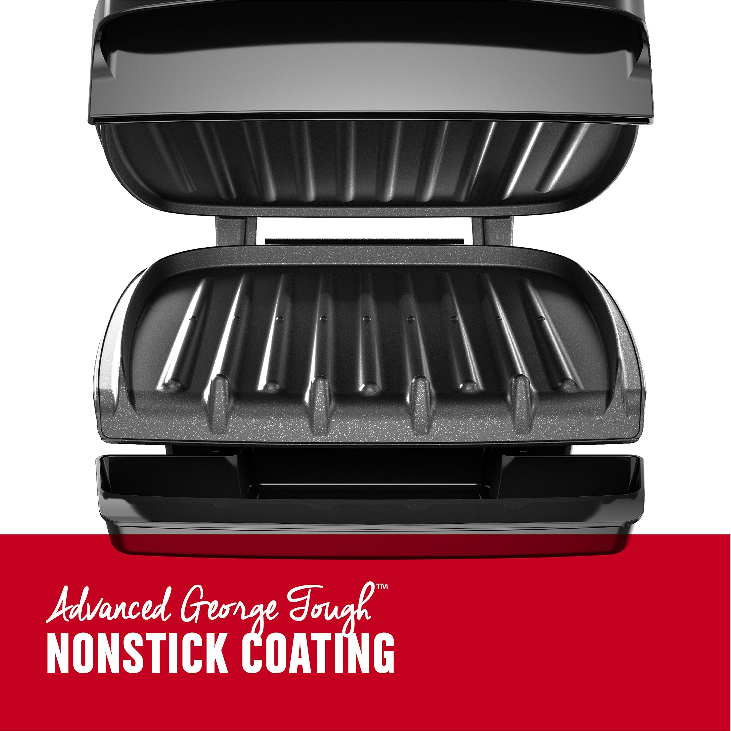George Foreman Gr340Fb 4-Serving Classic Plate Electric Indoor Grill And Panini Press, Black