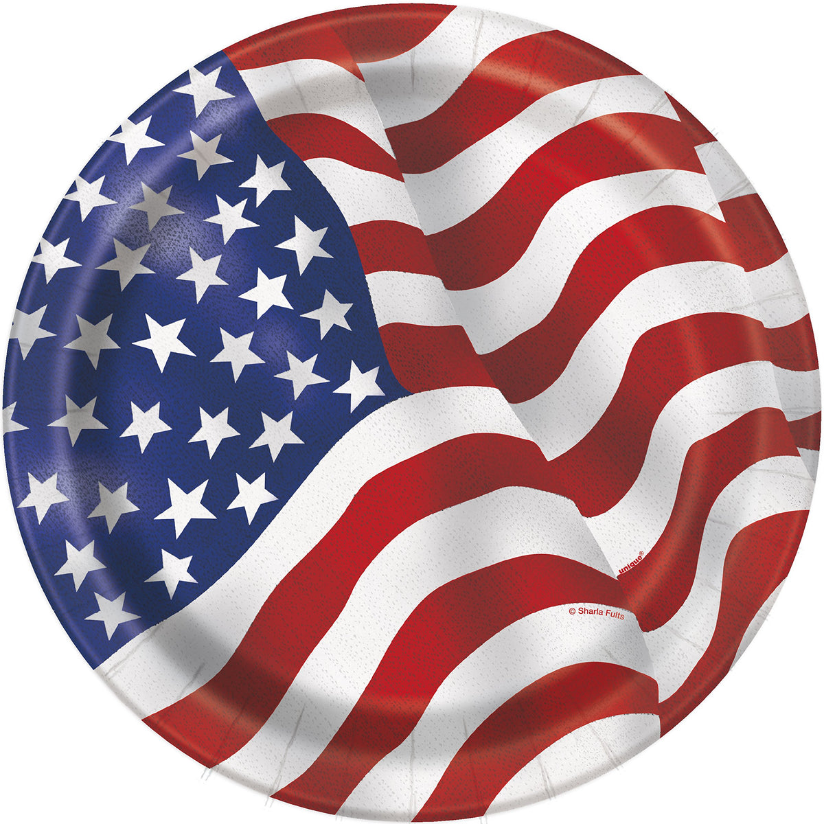 Usa Flag Round Dessert Plates - 9'' (8 Count) - Premium Quality Paper, Eco-Friendly & Durable, Patriotic Design - Perfect For Ju
