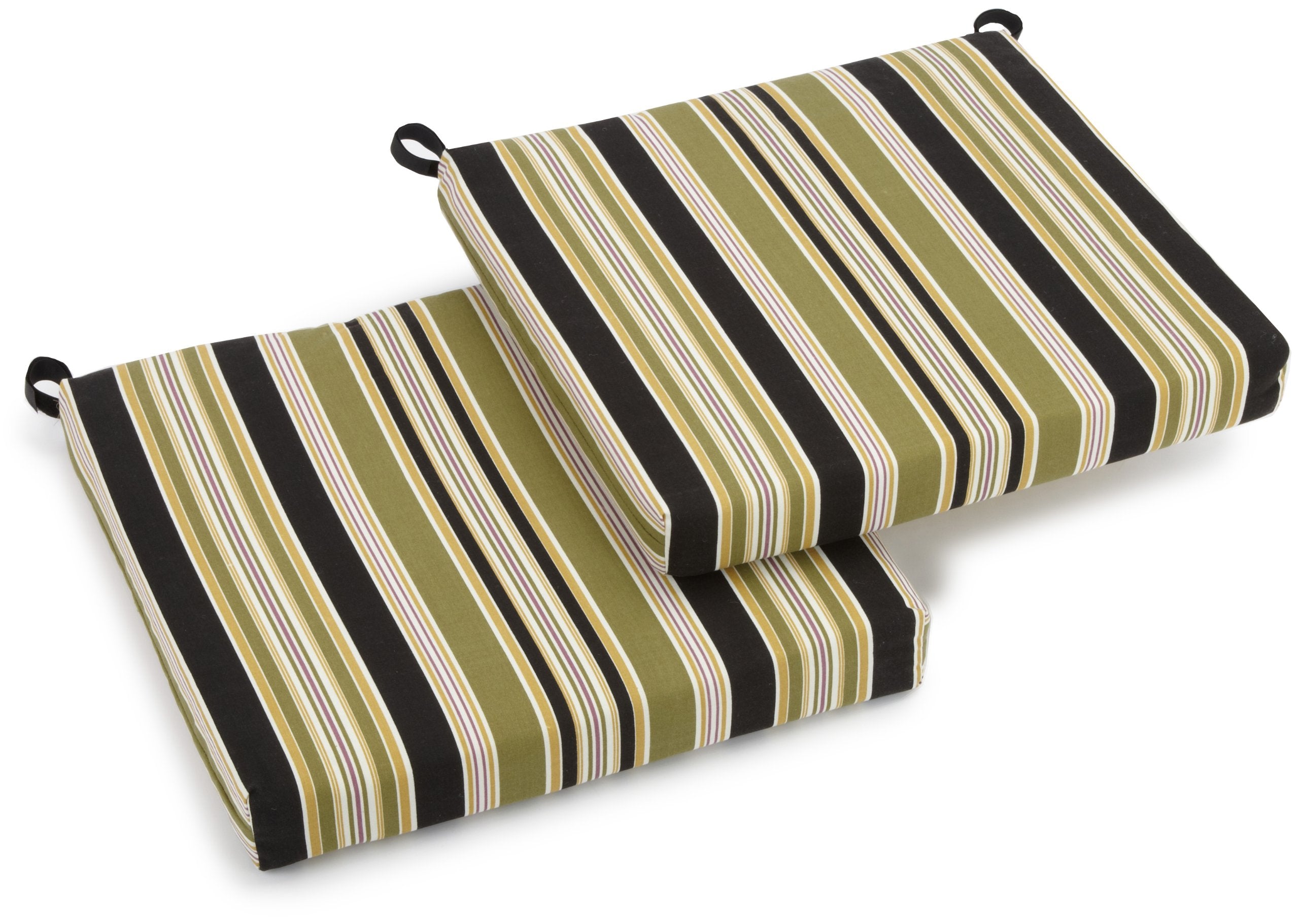 Blazing Needles Outdoor Spun Poly 19-Inch By 20-Inch By 3-1/2-Inch All Weather Uv Resistant Zippered Cushions, Eastbay Onyx, Set