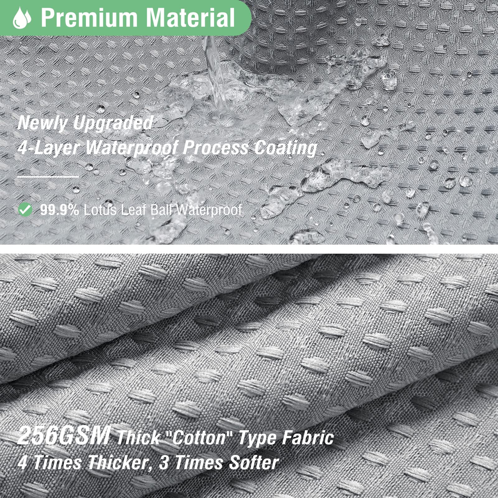 Dynamene Grey Fabric Shower Curtain For Bathroom - Waffle Weave Textured Heavy Duty , 256Gsm Hotel Luxury Weighted Cloth Bath Cu