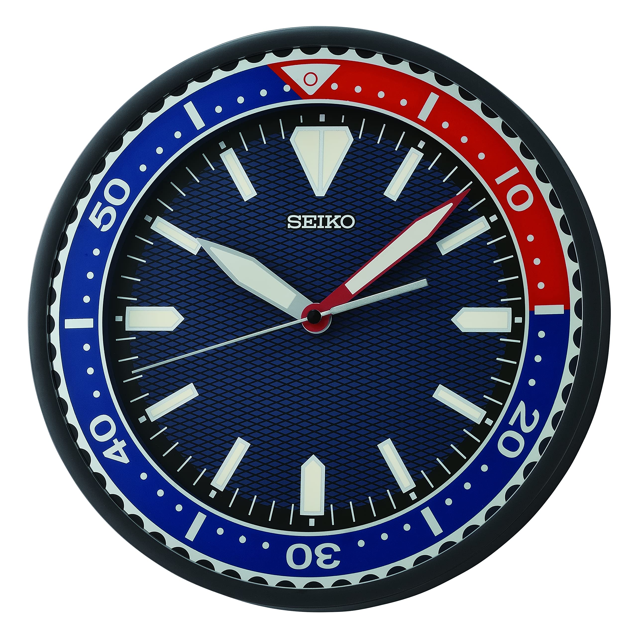 Seiko Plastic Elegant Round Analog Lumibrite Diver Watch Design Wall Clock For Living Room Bedroom Home Office Decor Gifts With 