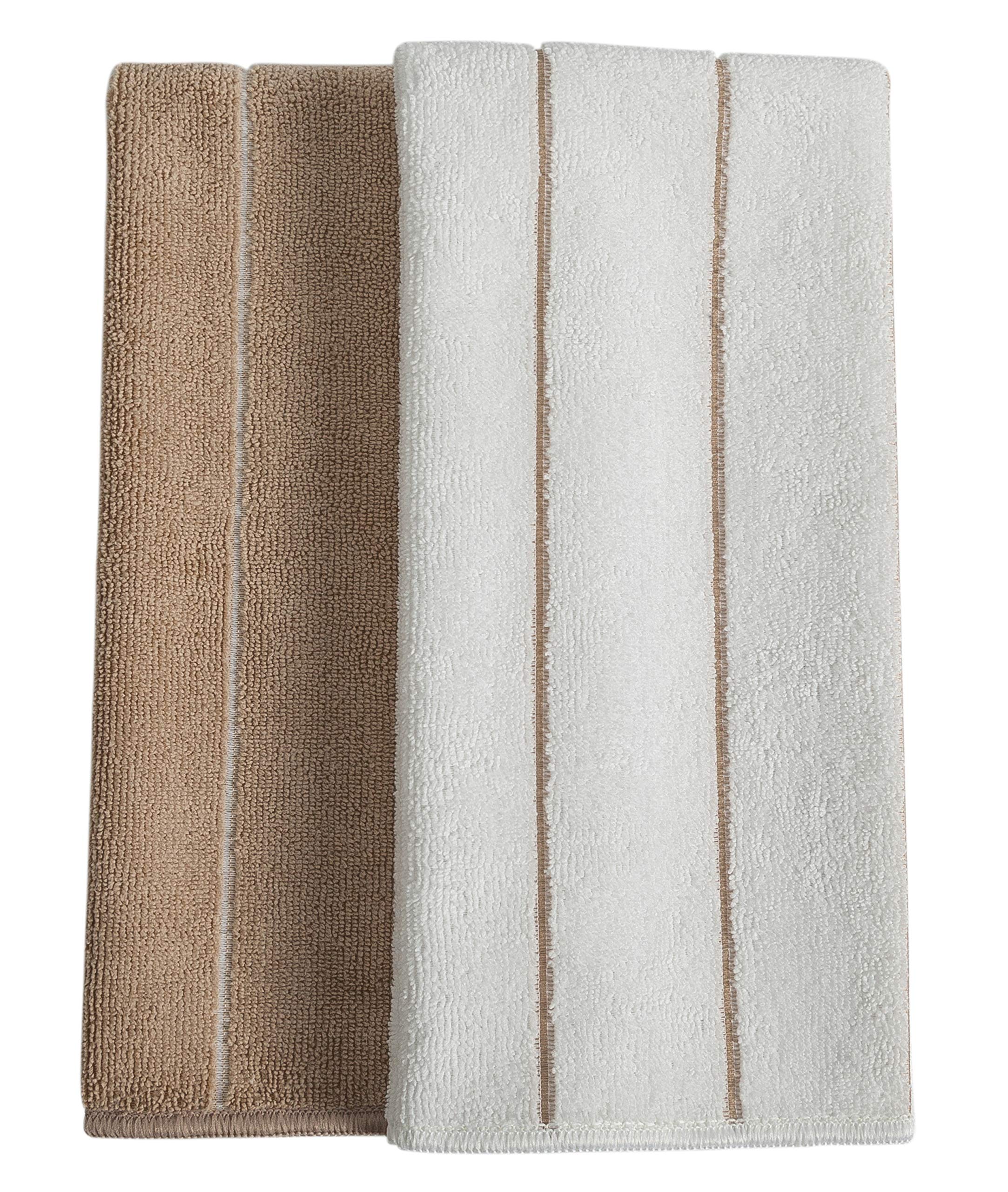Microfiber Kitchen Towels - Super Absorbent, Soft And Solid Color Dish Towels, 8 Pack (Stripe Designed Brown And White Colors),