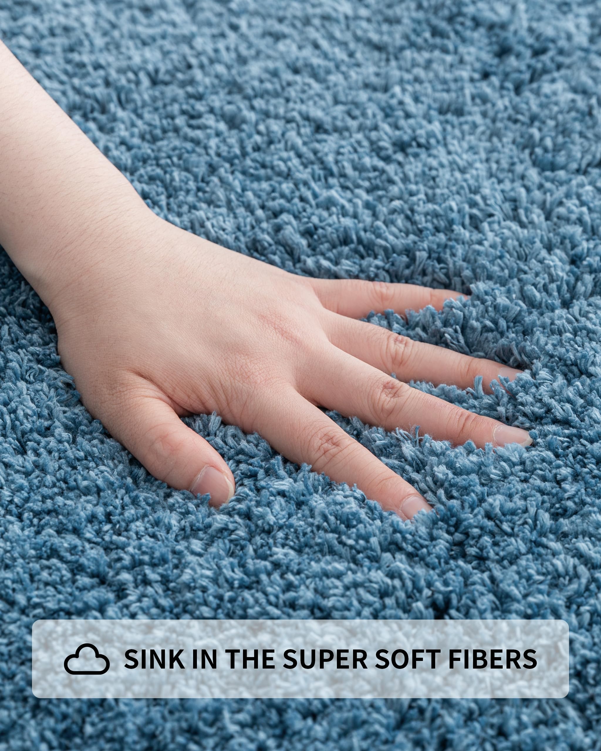 Ilango Blue Bathroom Rugs Mats Super Absorbent, Washable Bath Mat Non Slip For Floor, Thick Plush Shaggy Bath Rug With Rubber Bo