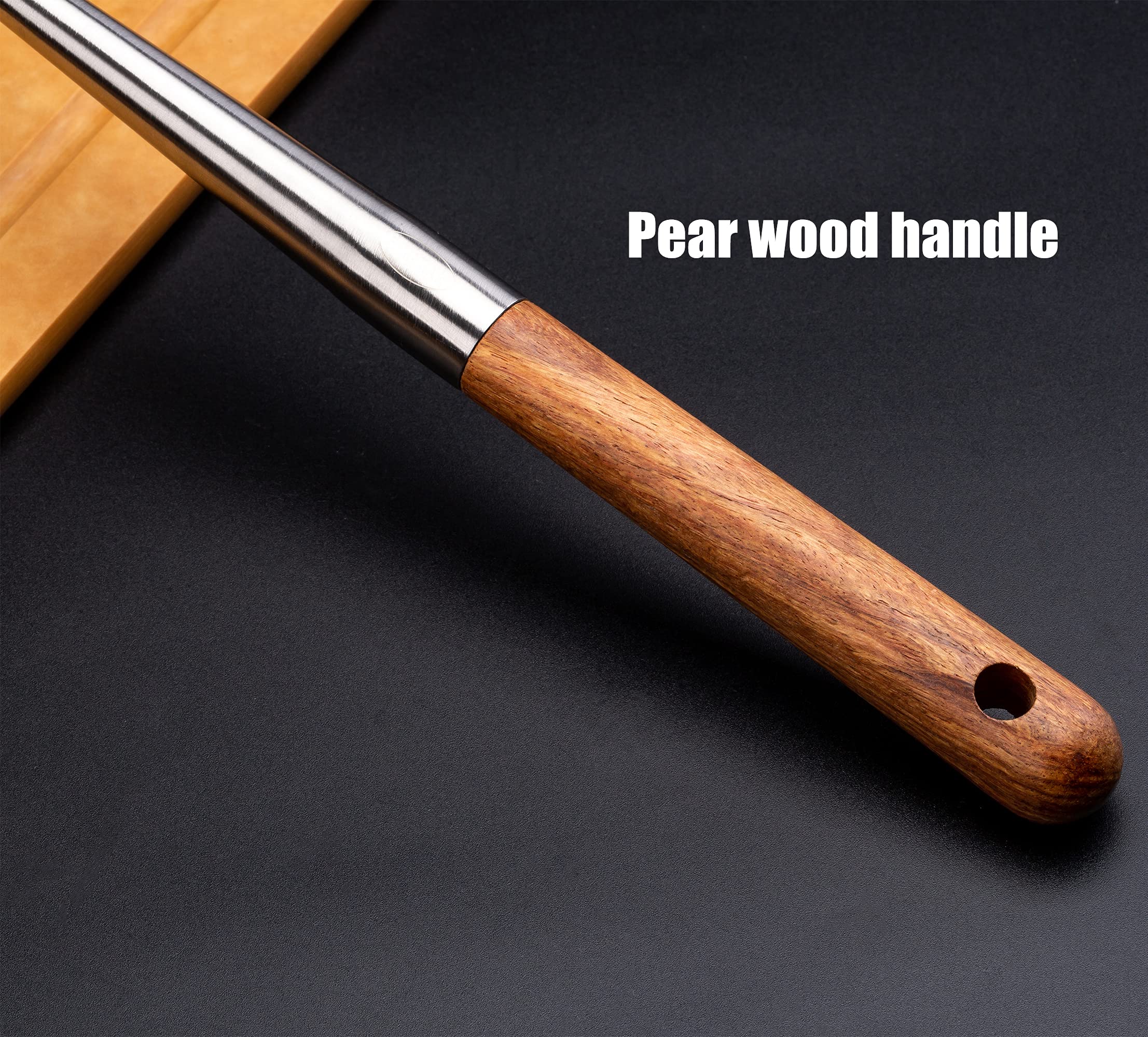 Fjnatinh Skimmer Ladle, 17Inches Spatula For Wok, 304 Stainless Steel Wok Spatula