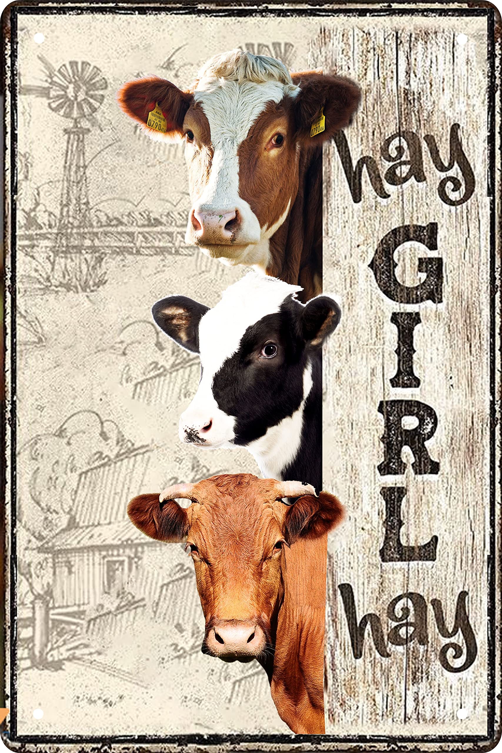 Vintage Cow Decor Gift Metal Tin Sign For Retro Farm Home Kitchen Room Farmhouse Garage Coffee Bar Wall Decor Art Poster Gifts -