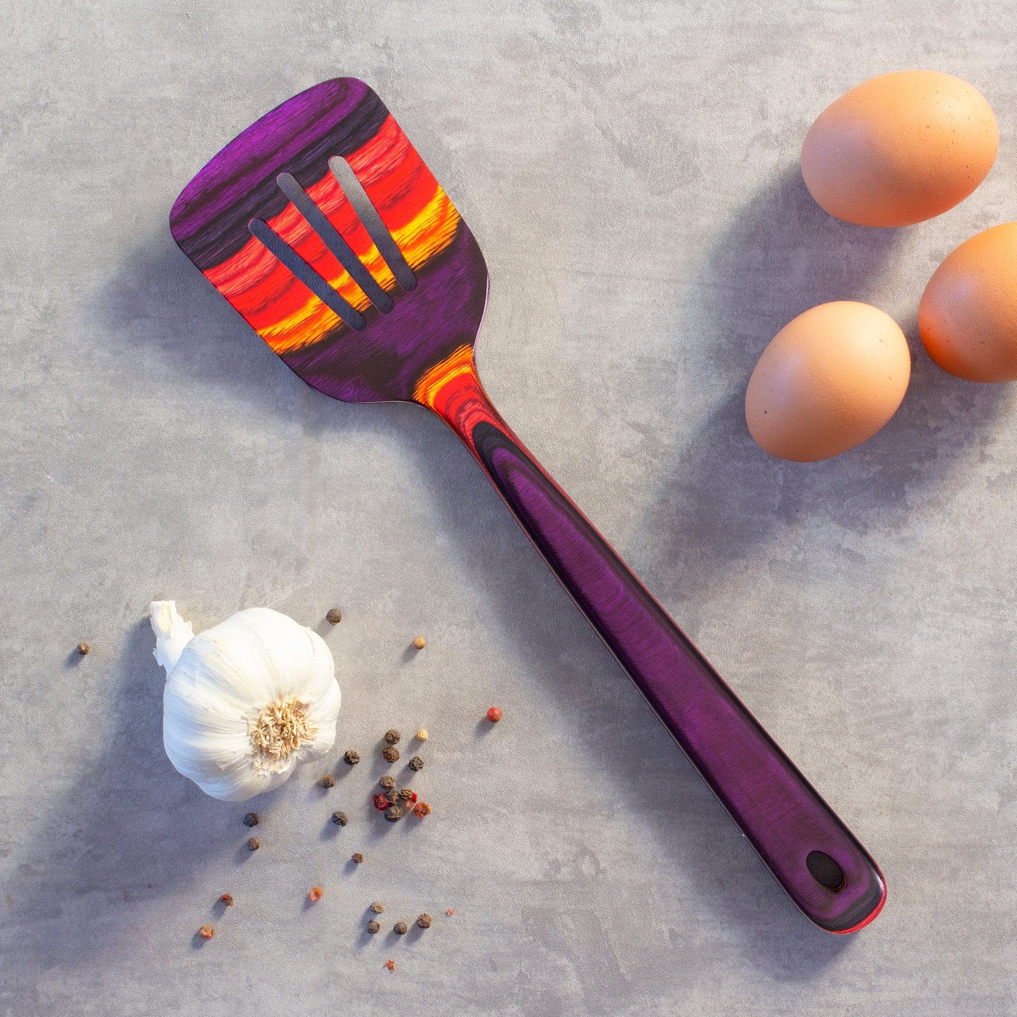 Baltique Waikiki Collection 12-1/2'' Wooden Slotted Spatula, Safe For Nonstick