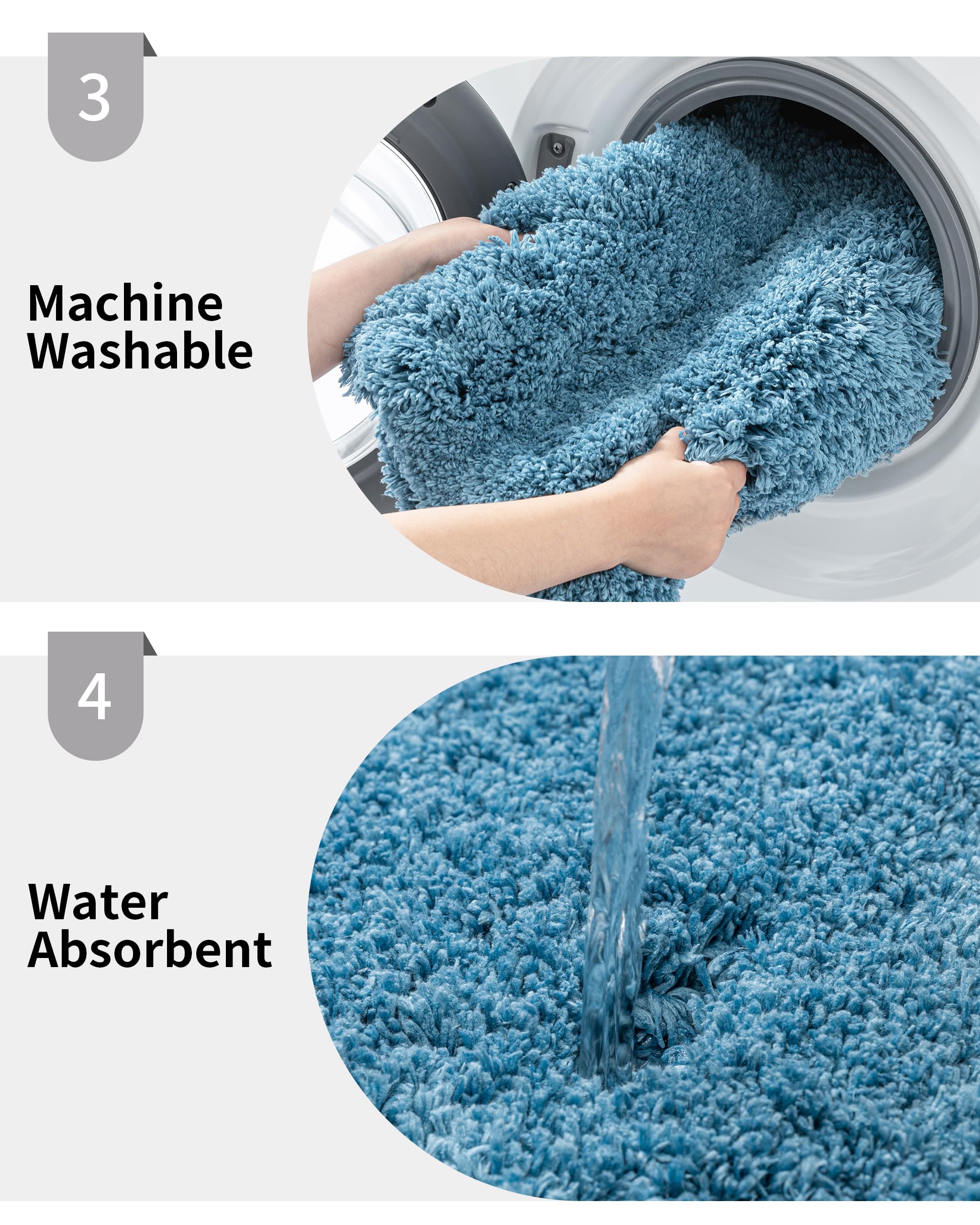 Disolla Blue Bathroom Rug 24X48 Non Slip Fluffy Bath Mat For Bathroom Floor Washable Plush Luxury Bath Rug For Tub Soft Shaggy B