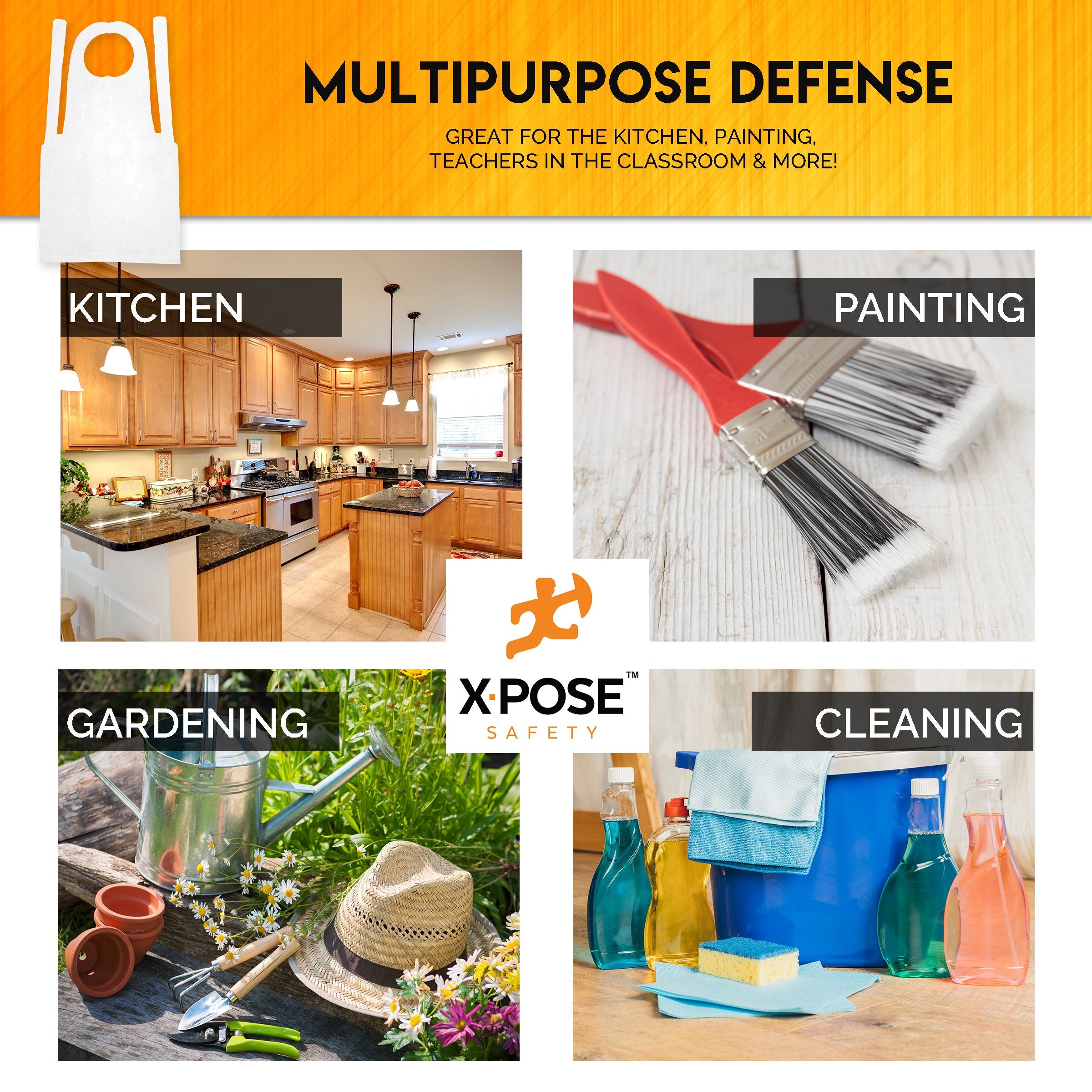 Xpose Safety Plastic Disposable Aprons For Cooking Individually Packaged Durable 1 Mil Waterproof Polyethylene 24'' X 48''