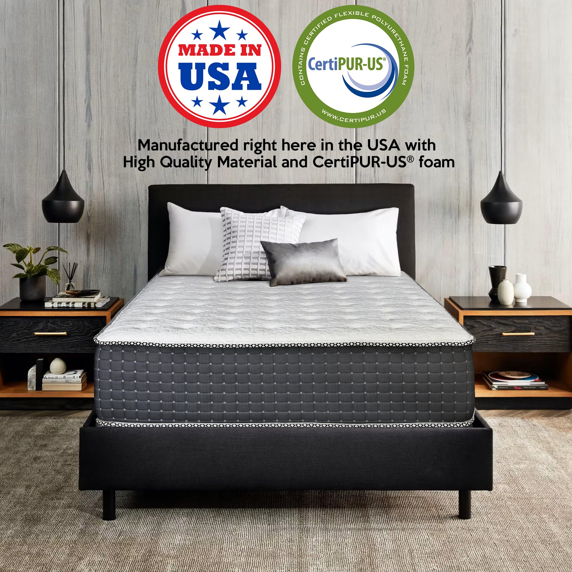 Zayton, 14-Inch Luxury Foam Encased Soft Hybrid Mattress, Pocket Coil Springs For Motion Isolation & Pressure Relief, Strong Edg