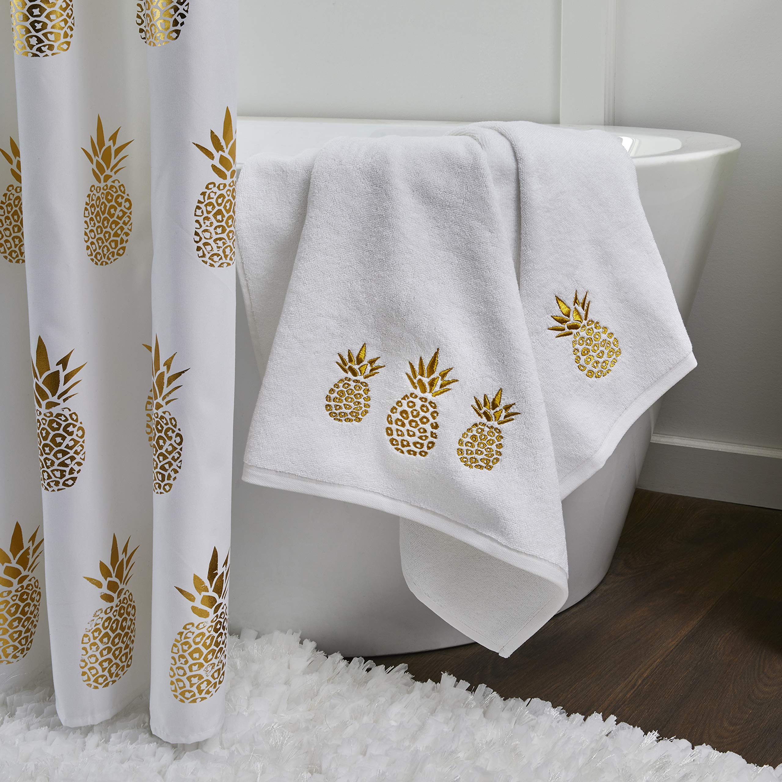 Skl Home By Saturday Knight Ltd. Gilded Pineapple Hand Towel (2-Pack), White, Small