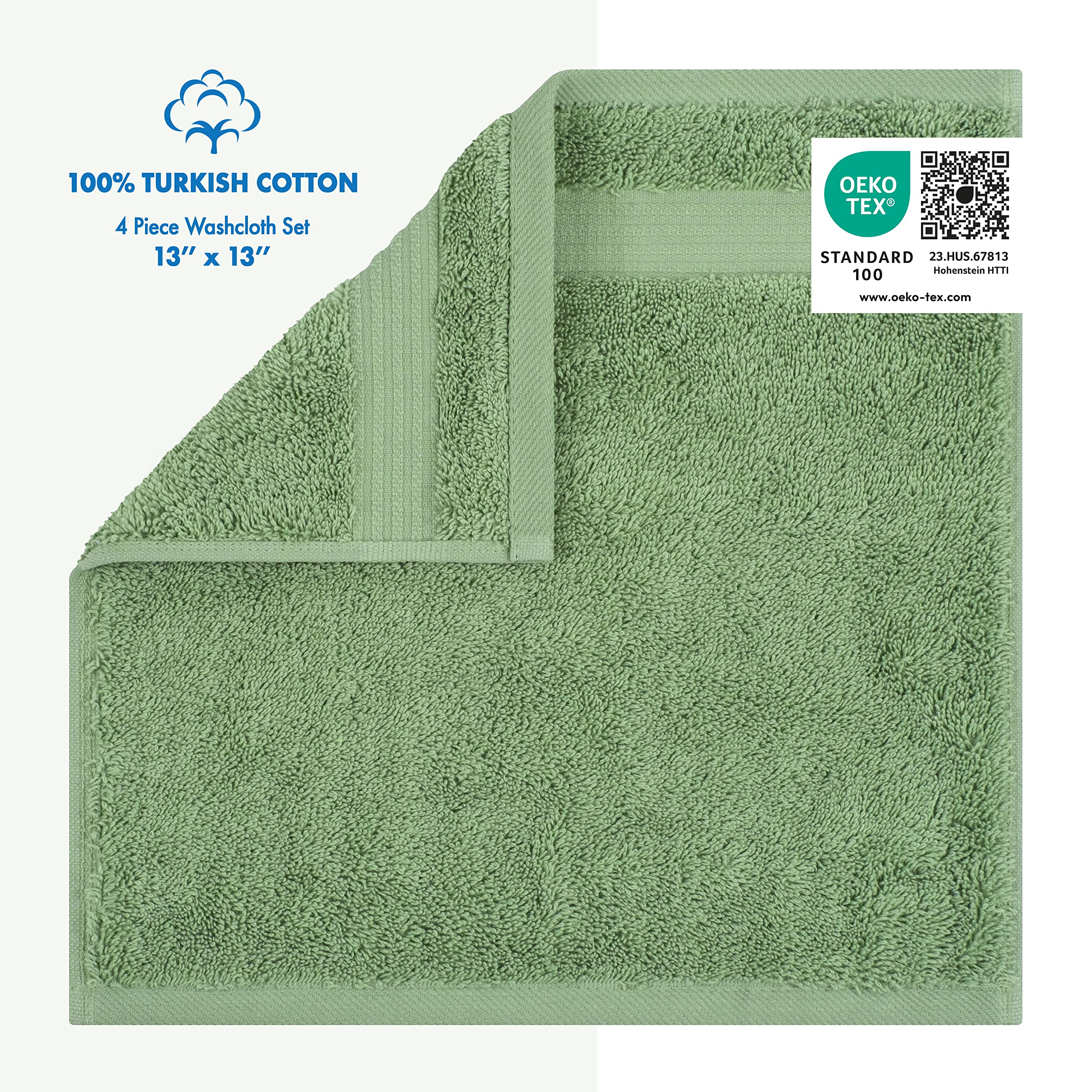 Cotton Paradise Washcloths For Bathroom, 13 X 13 Inch 100% Turkish Cotton Towels Soft Absorbent Luxury Washcloths, Small Hand Fa