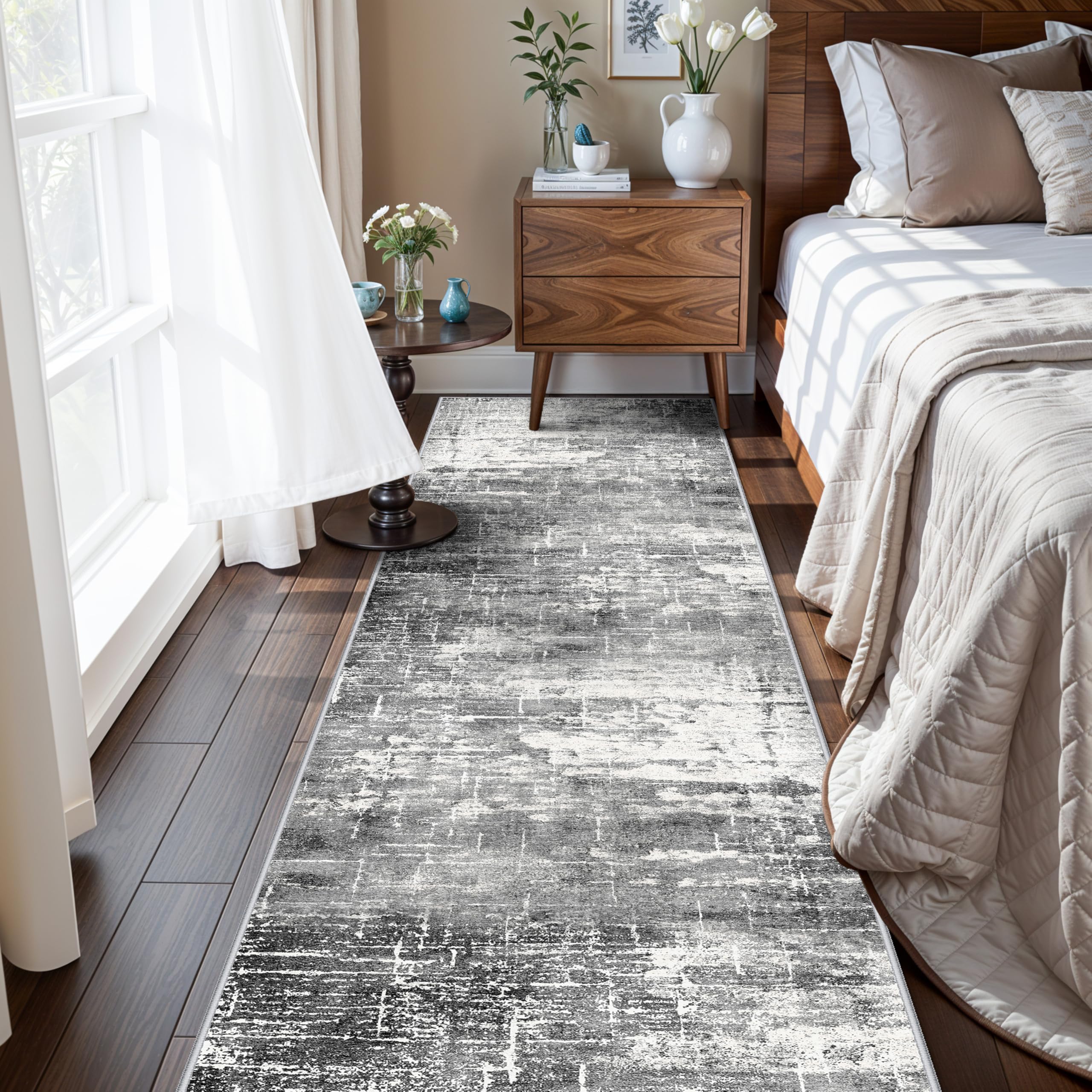 2x8 Washable Hallway Runner Rug: Abstract Stain Resistant Kitchen Rugs Farmhouse Ultra Soft Bathroom Bedroom Entryway Print Floo