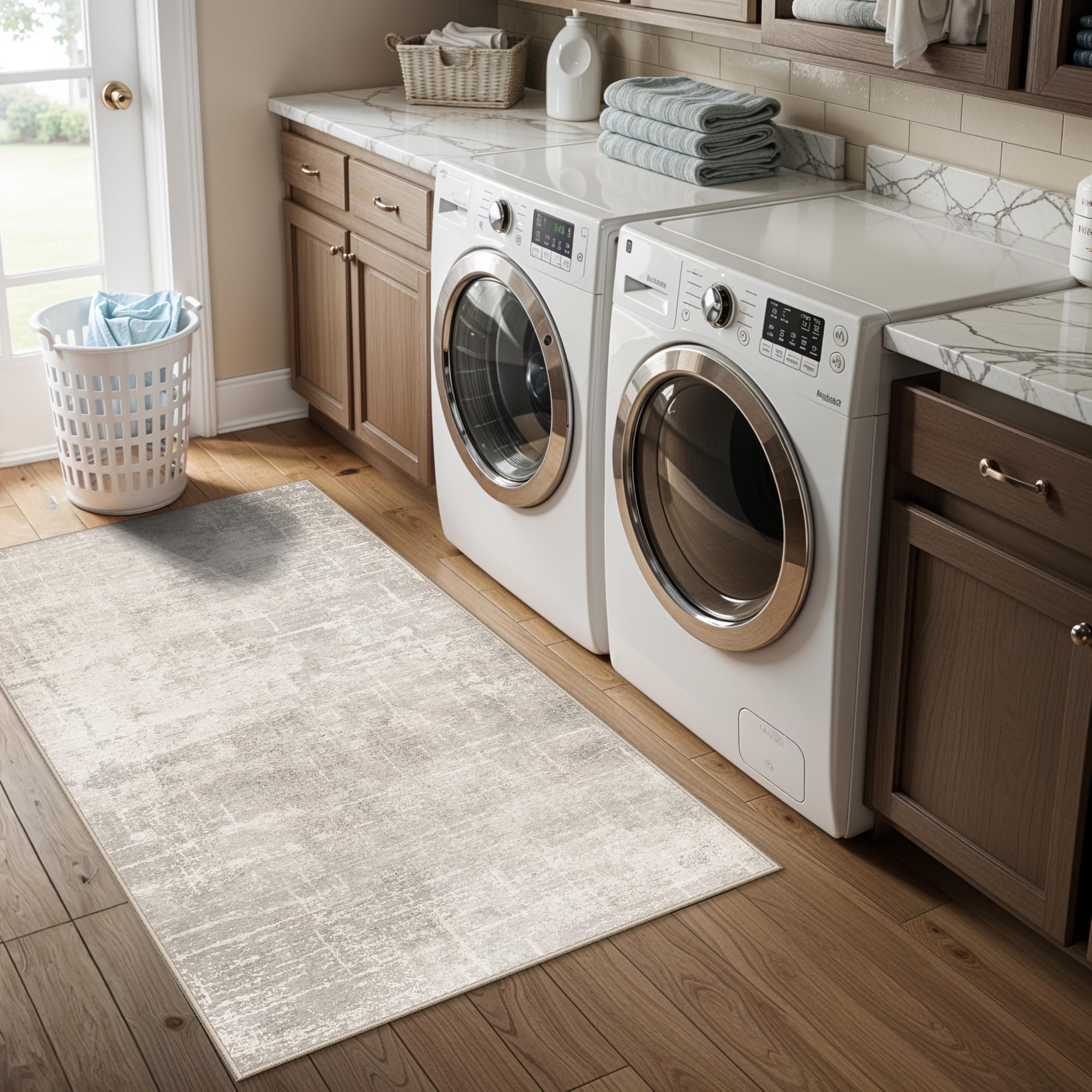 Washable 2x4 Entryway Area Rugs: Abstract Water Resistant Kitchen Sink Rug Non-Slip Durable Doormat Ultra Soft Living Room Bedro