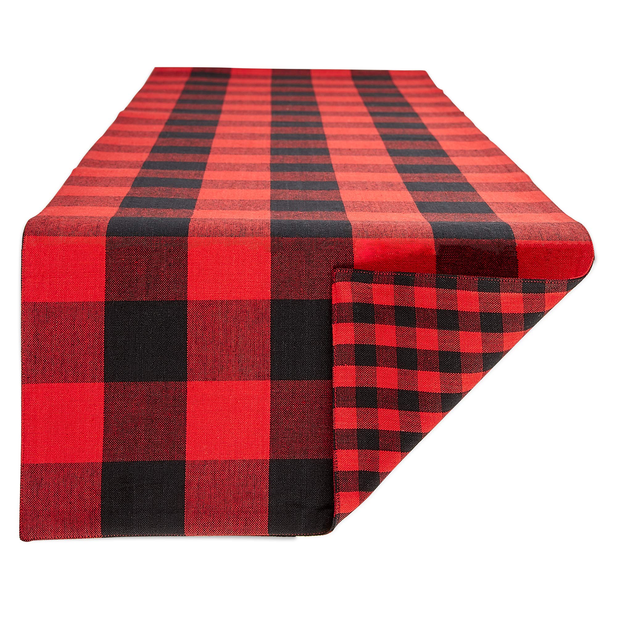 Dii Gingham Check Tabletop Collection, Red/Black, Table Runner, 14X108