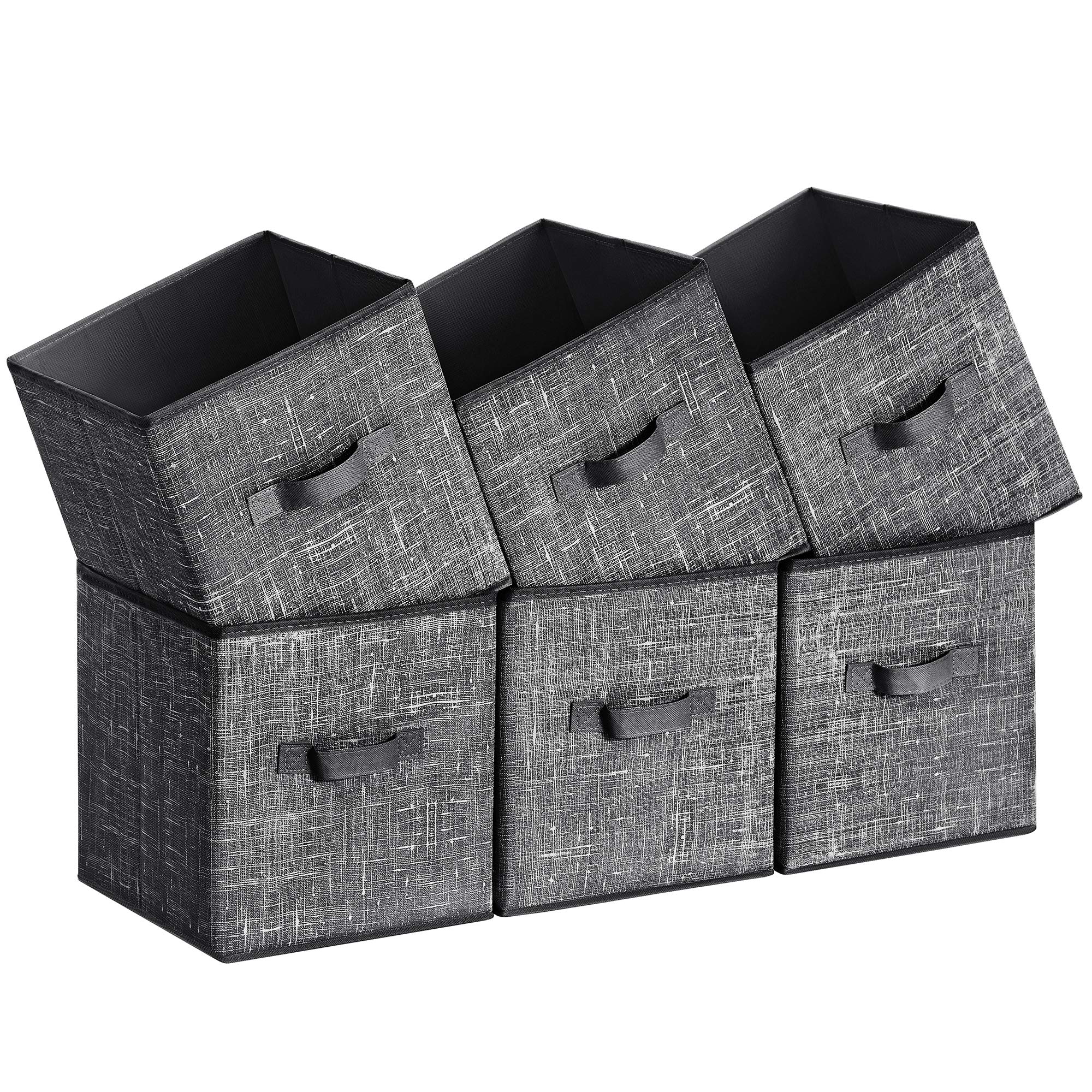 Songmics Storage Cubes, 11-Inch Non-Woven Fabric Bins With Double Handles, Set Of 6, Closet Organizers For Shelves, Foldable, Fo