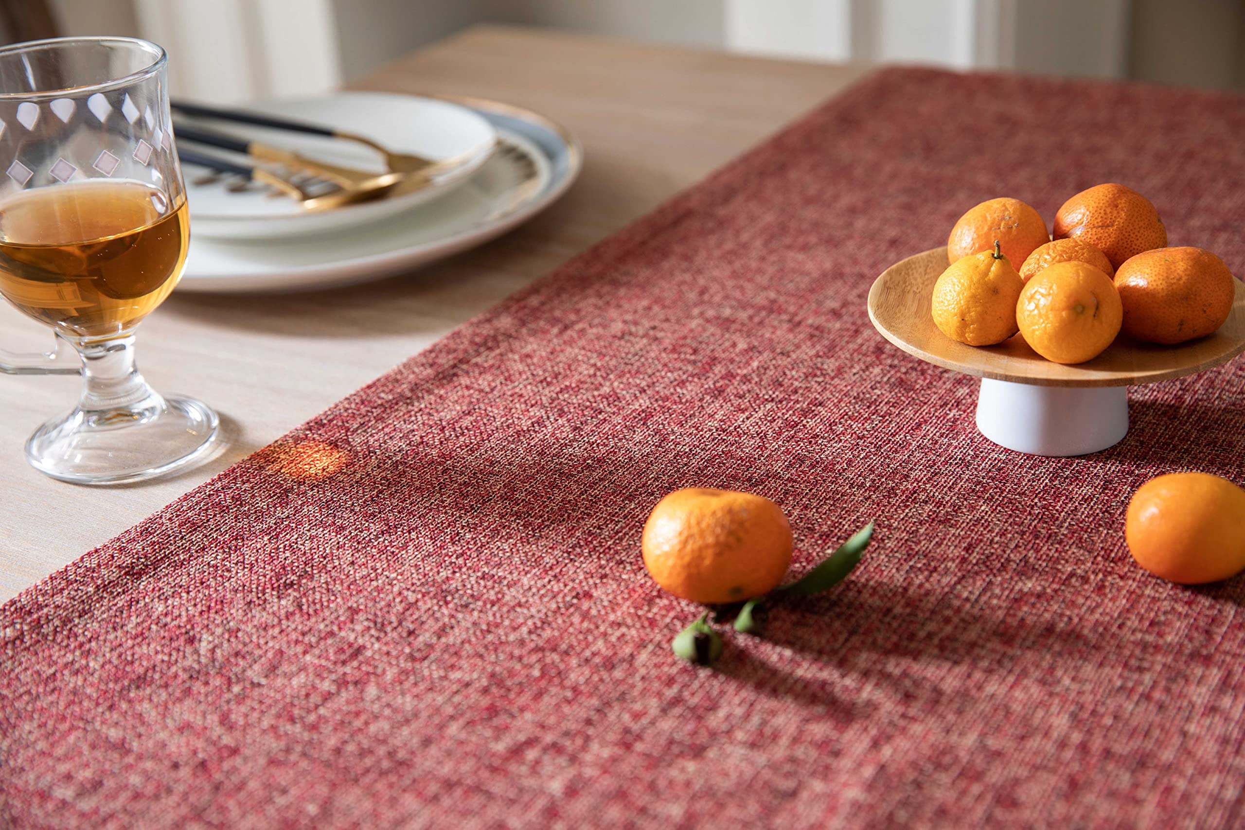 ZeeMart Burlap Style Farmhouse Table Runners 90 Inches Long  Red Rustic Woven Dining Table Runner for Everyday Use  14x90 Inches  Red