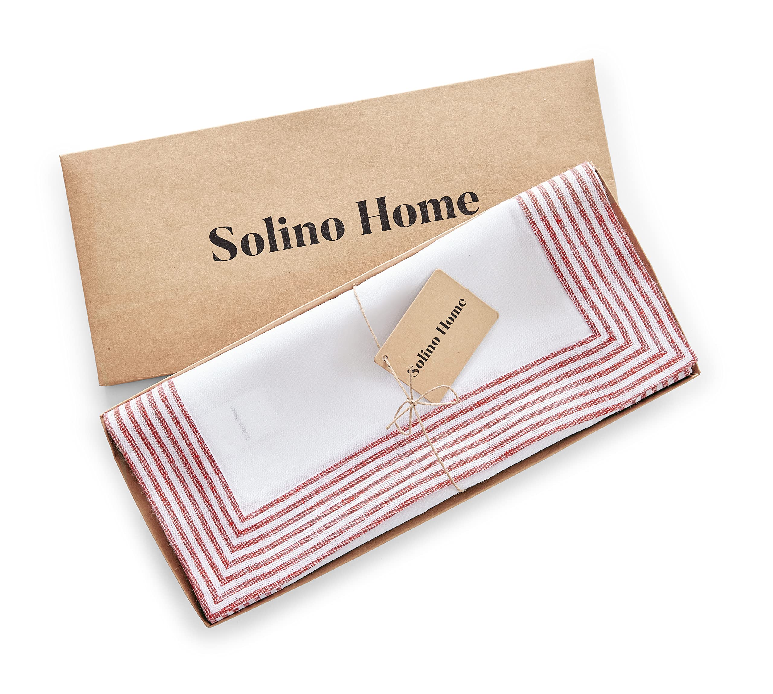 Solino Home Linen Table Runner 108 Inches Long - Lucca, 100% Pure Linen Red Table Runner 14 X 108 Inch Ideal For Wedding, Partie