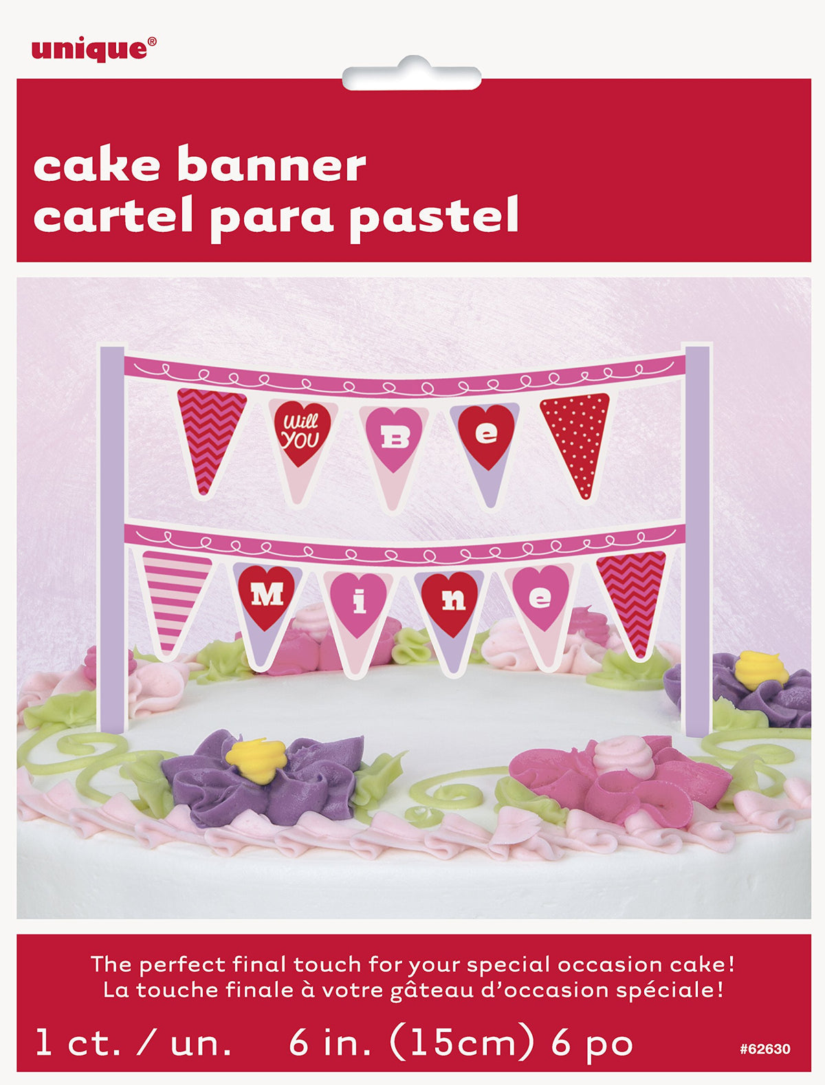 Unique 62630 Valentine'S Day Cake Bunting Topper, 1Ct, Multicolor