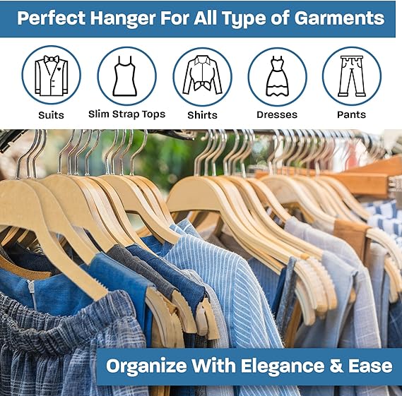 Bowed-Shaped Wooden Suit & Coat Hangers