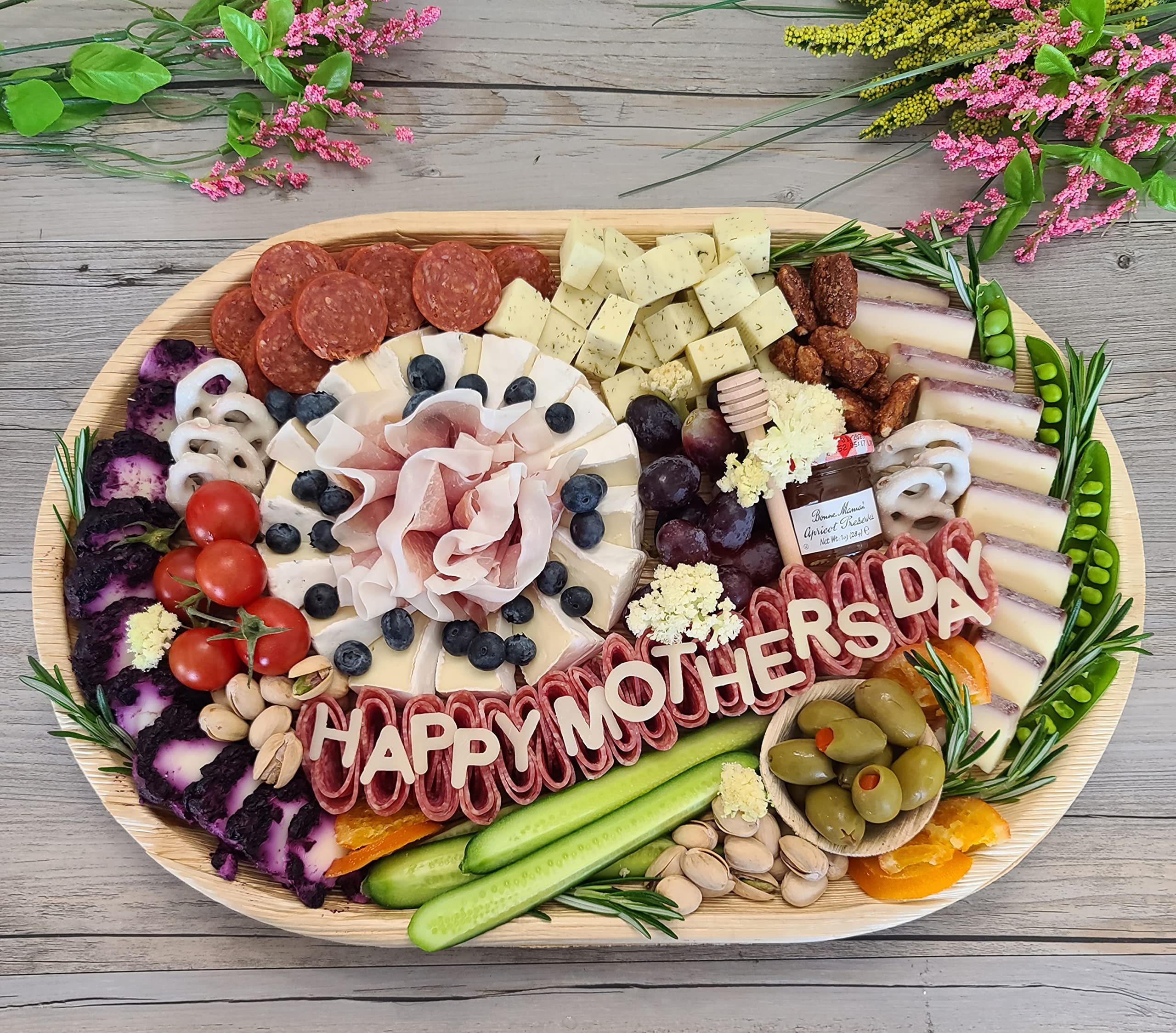 Charity Leaf Disposable Palm Leaf 17'' x 12'' Trays (50 pieces) Bamboo Like Serving Platters  Disposable Boards  Eco-Friendly Dinnerware For Weddings  Catering  Events