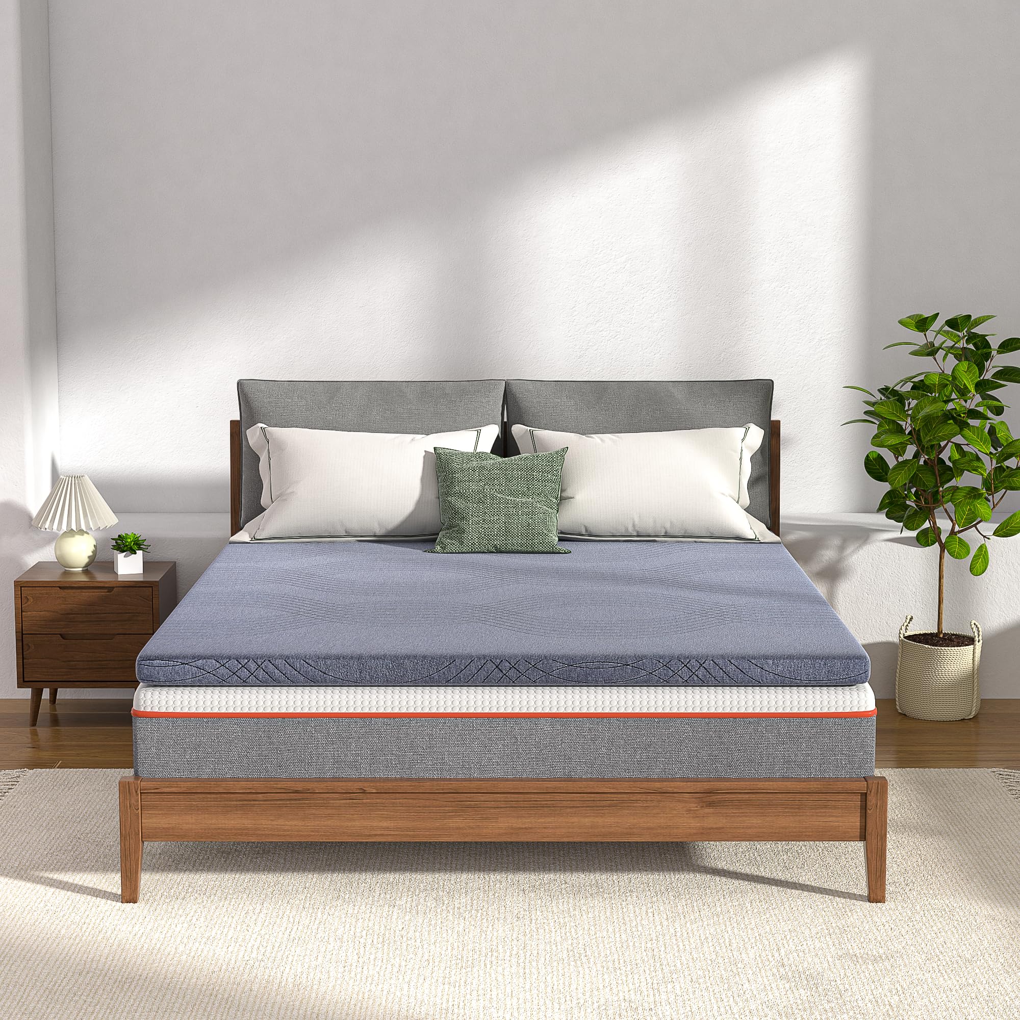 Vecelo 8 Inch Charcoal Infused Memory Foam Full Mattress And 2 Inch Fresh Cooling Gel Mattress Topper (10 Inch Total), Medium Fi