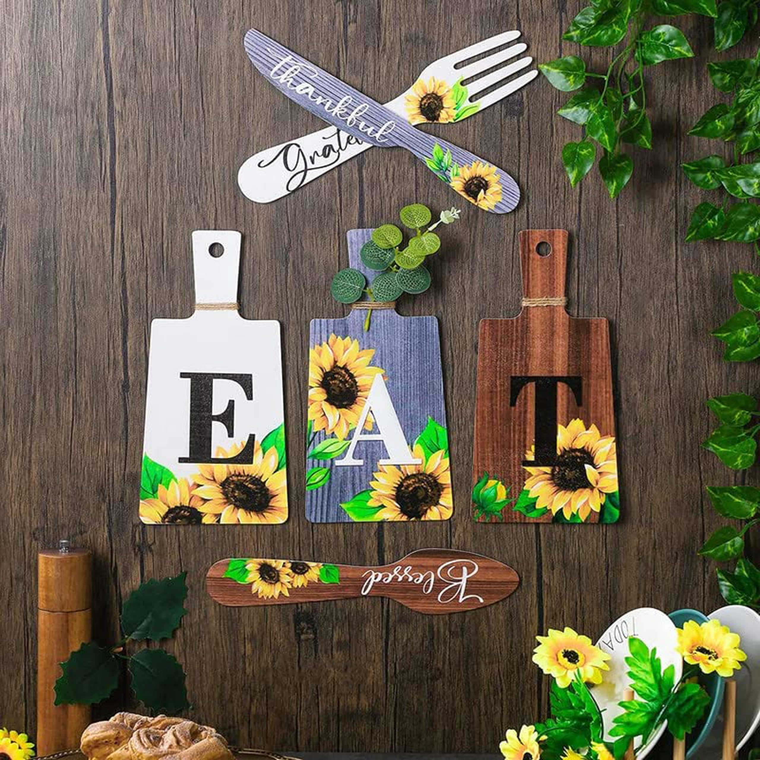 Angel Infinite Kitchen Plaque Wall Hanging Decor | Sunflower Cutting Boards Dining Eat Signs Forks & Spoons Dining Quotes Sign W