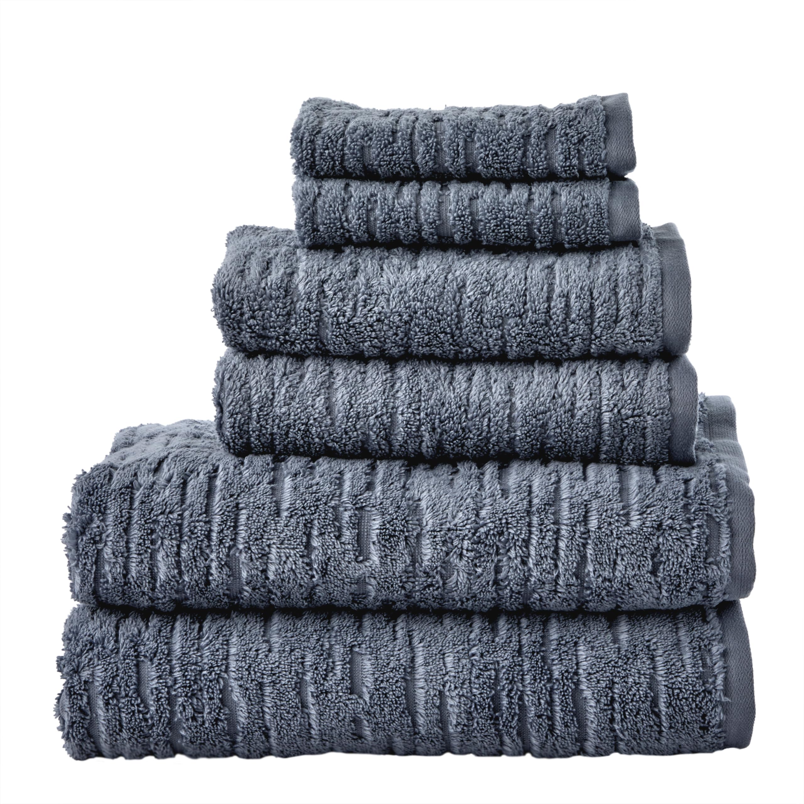 Skl Home Cloudsoft Cotton Luxury 6-Piece Towel Set, Smoke Blue