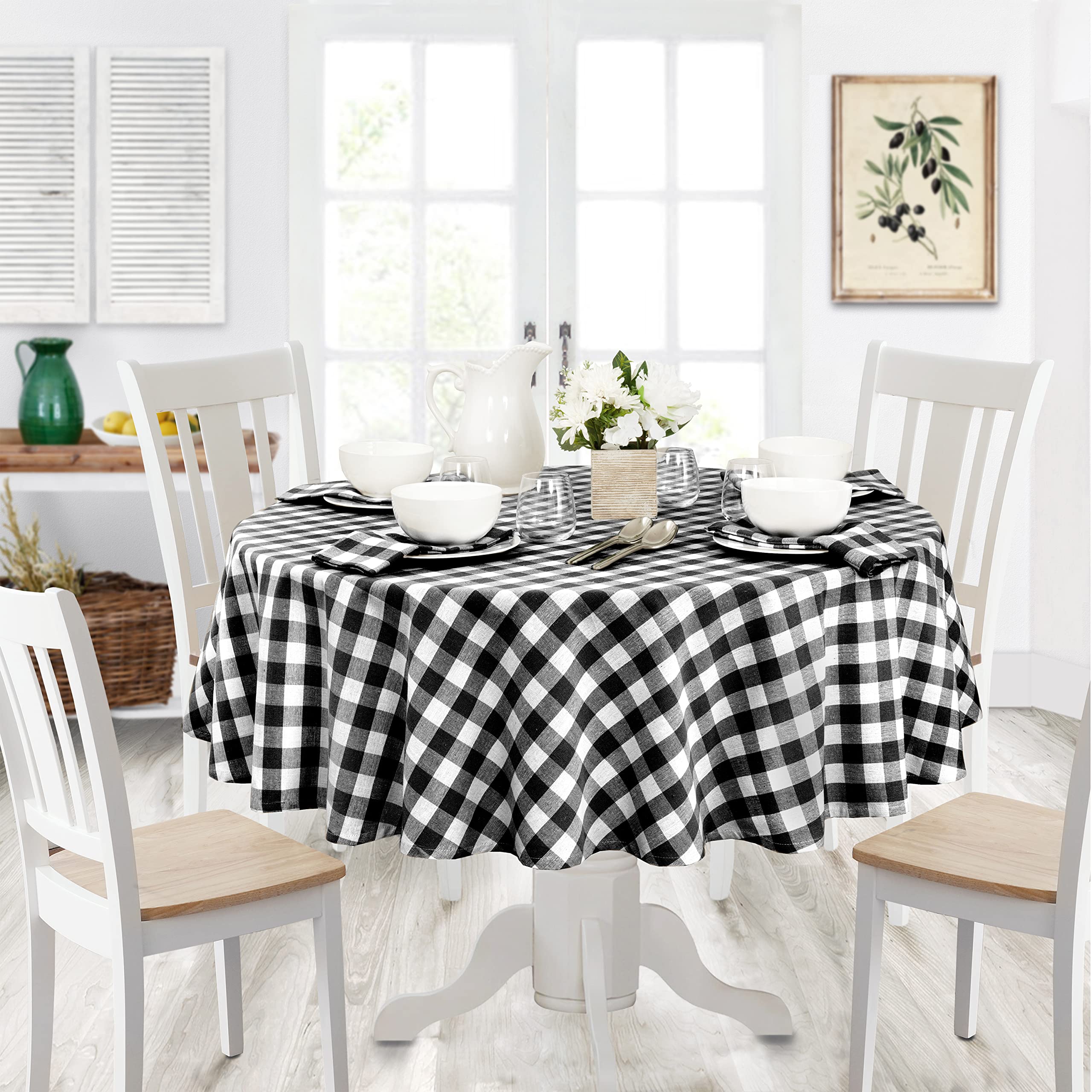 Home Bargains Plus Country Rustic Buffalo Plaid Cotton Fabric Tablecloth, Checkered Cottage Gingham Easy Care Tablecloth, 70