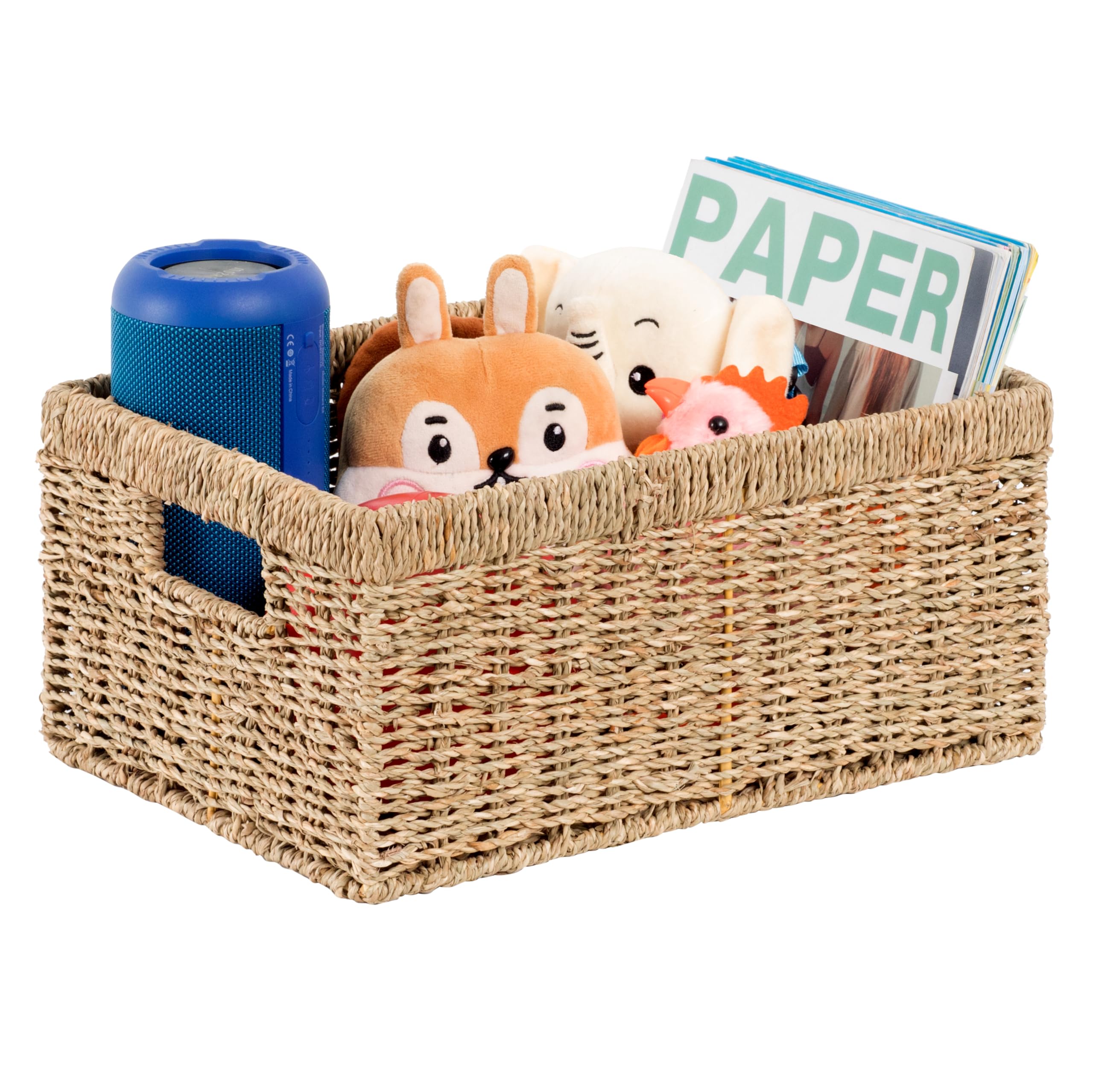 Cenboss Wicker Baskets (Large, Seagrass, 1Pc) Rattan Woven Baskets, Water Hyacinth Baskets, Seagrass Storage Baskets For Shelves