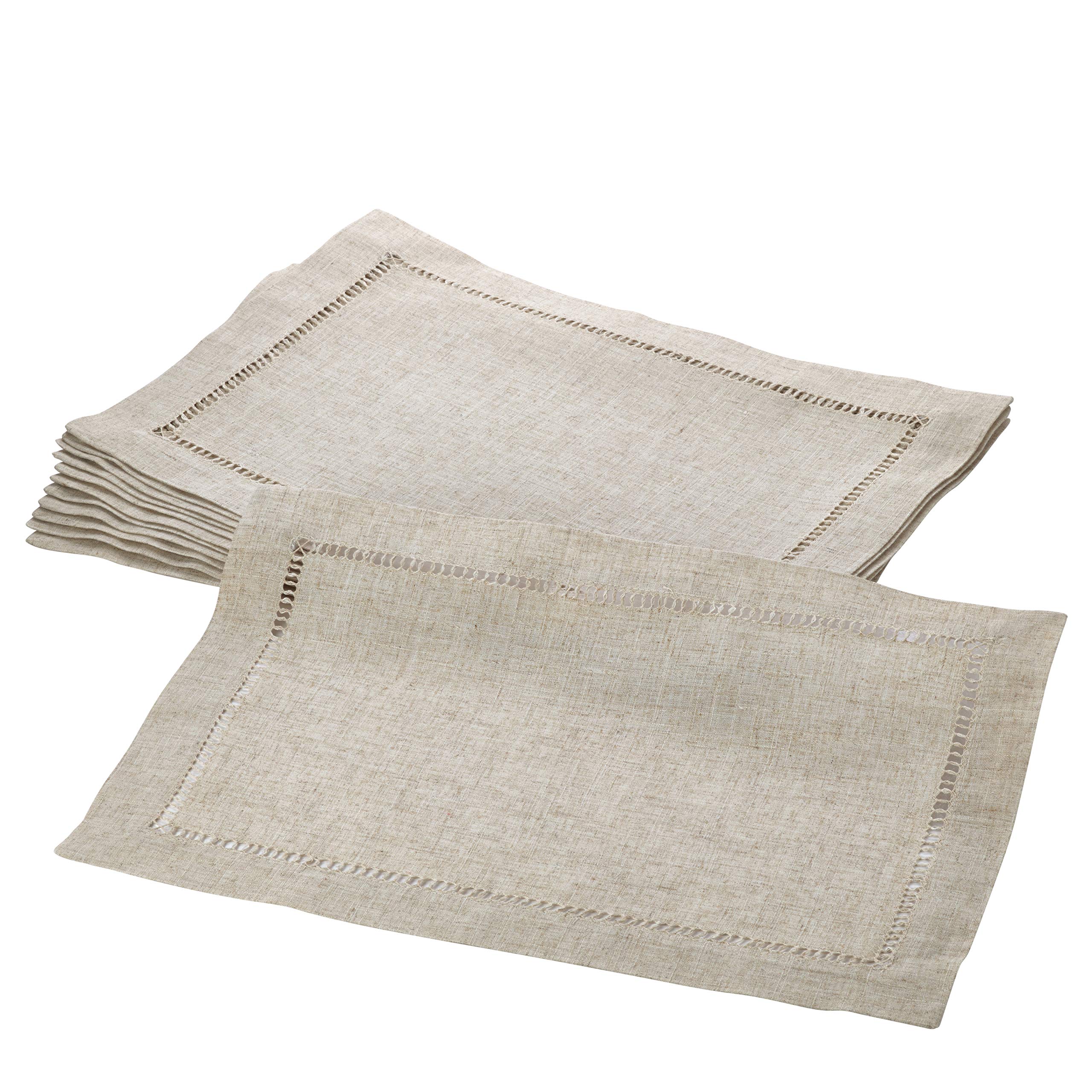 Toscana Collection Linen Blend Hemstitched Placemat (Set Of 12)