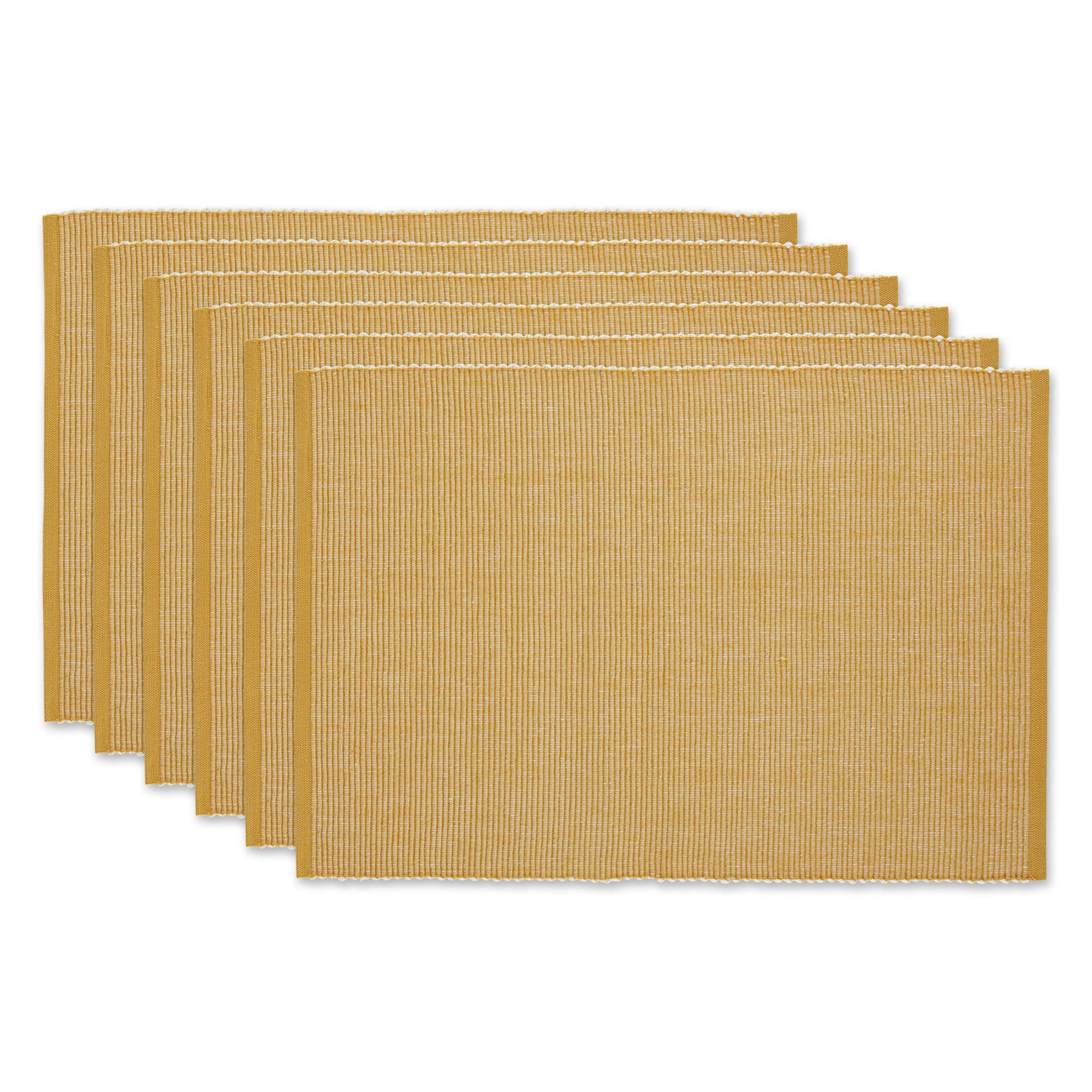 DII Two-Toned Collection Tabletop, Placemat Set, Honey Gold, 6 Piece