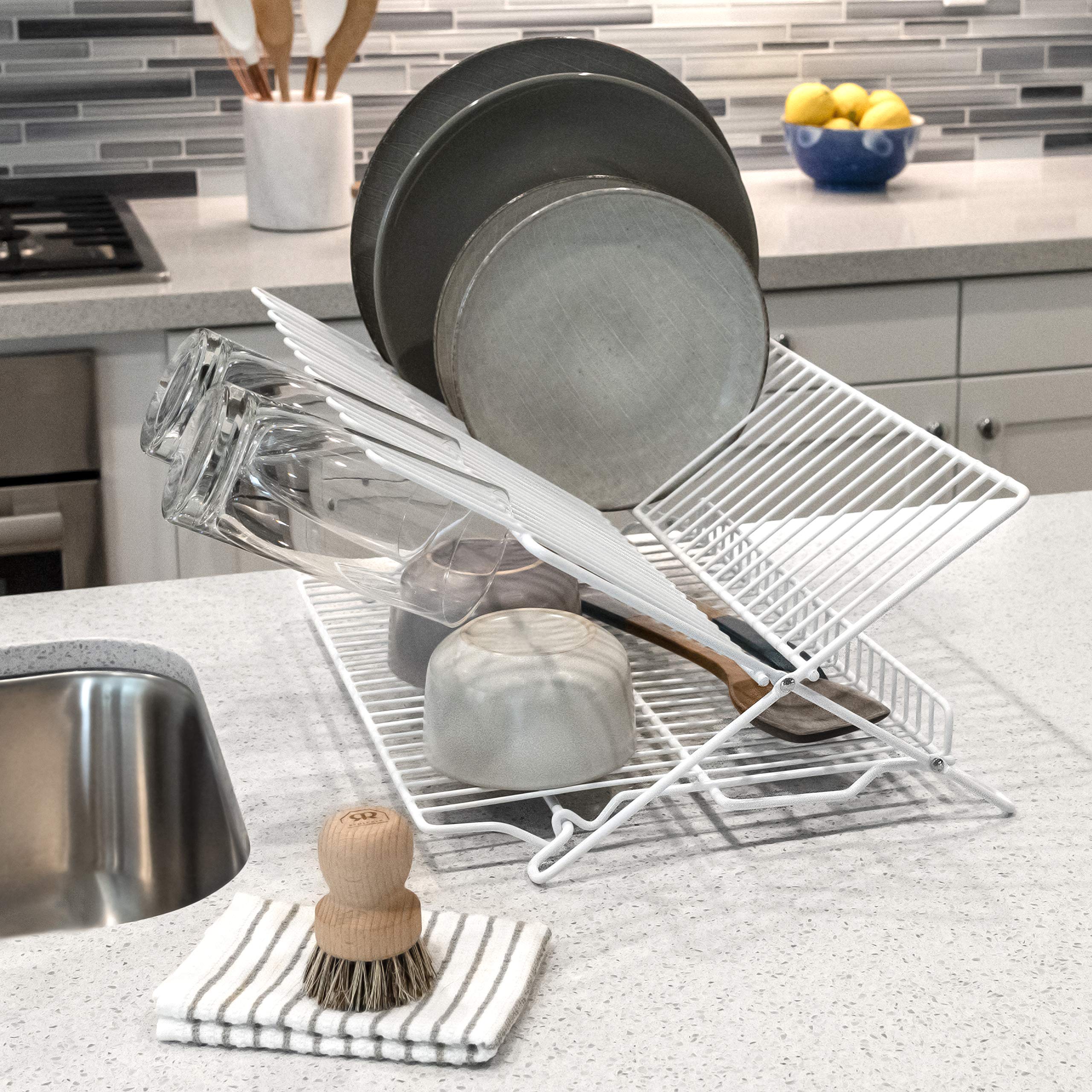 Better Houseware Large Folding Dish Drying Rack Space-Saving Dish Rack For Kitchen Counter Versatile Dish Racks Folding Design F