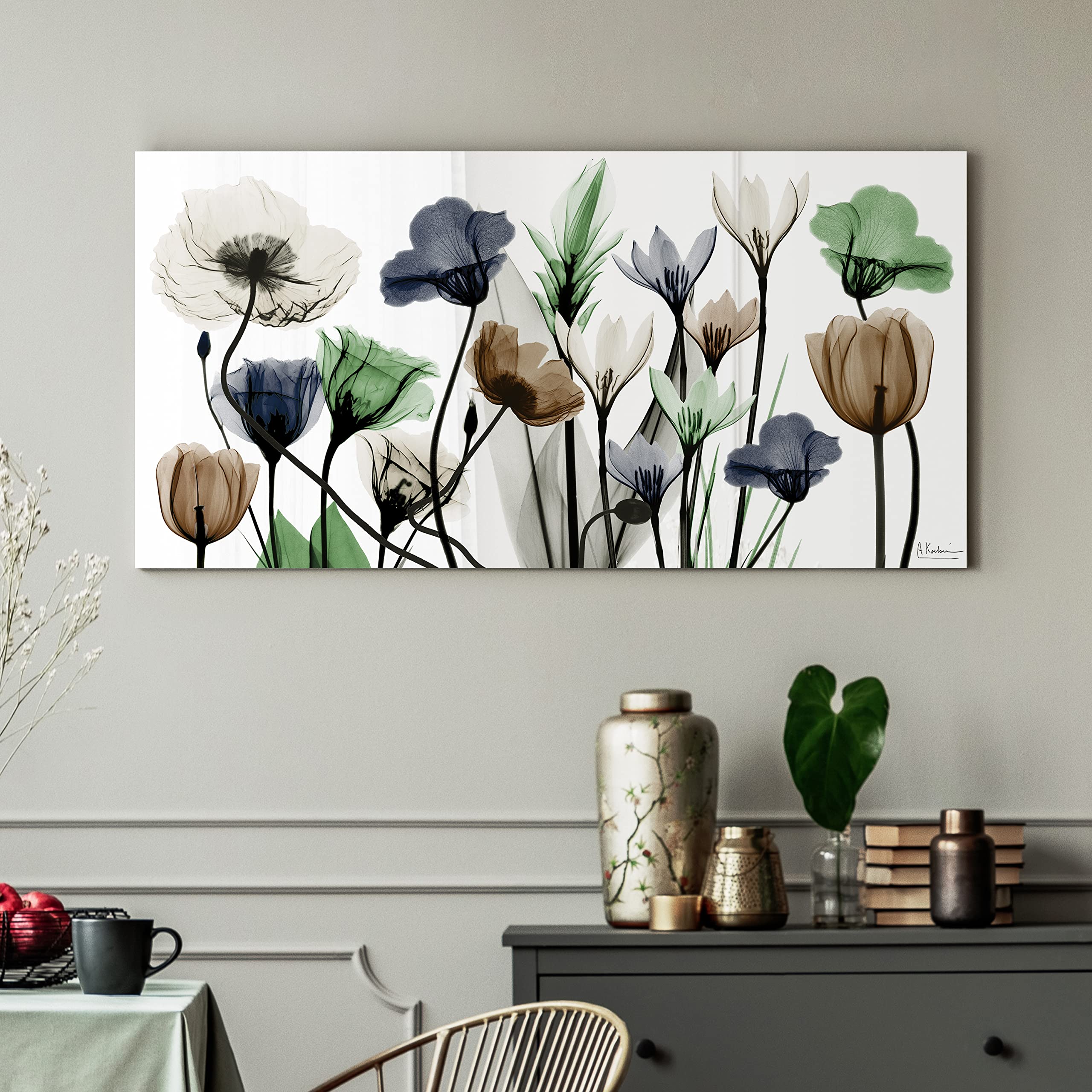 Empire Art Direct Frameless Free Floating Tempered Glass Panel Graphic Wall Art Ready To Hang, 24'' X 48'', Floral Landscape