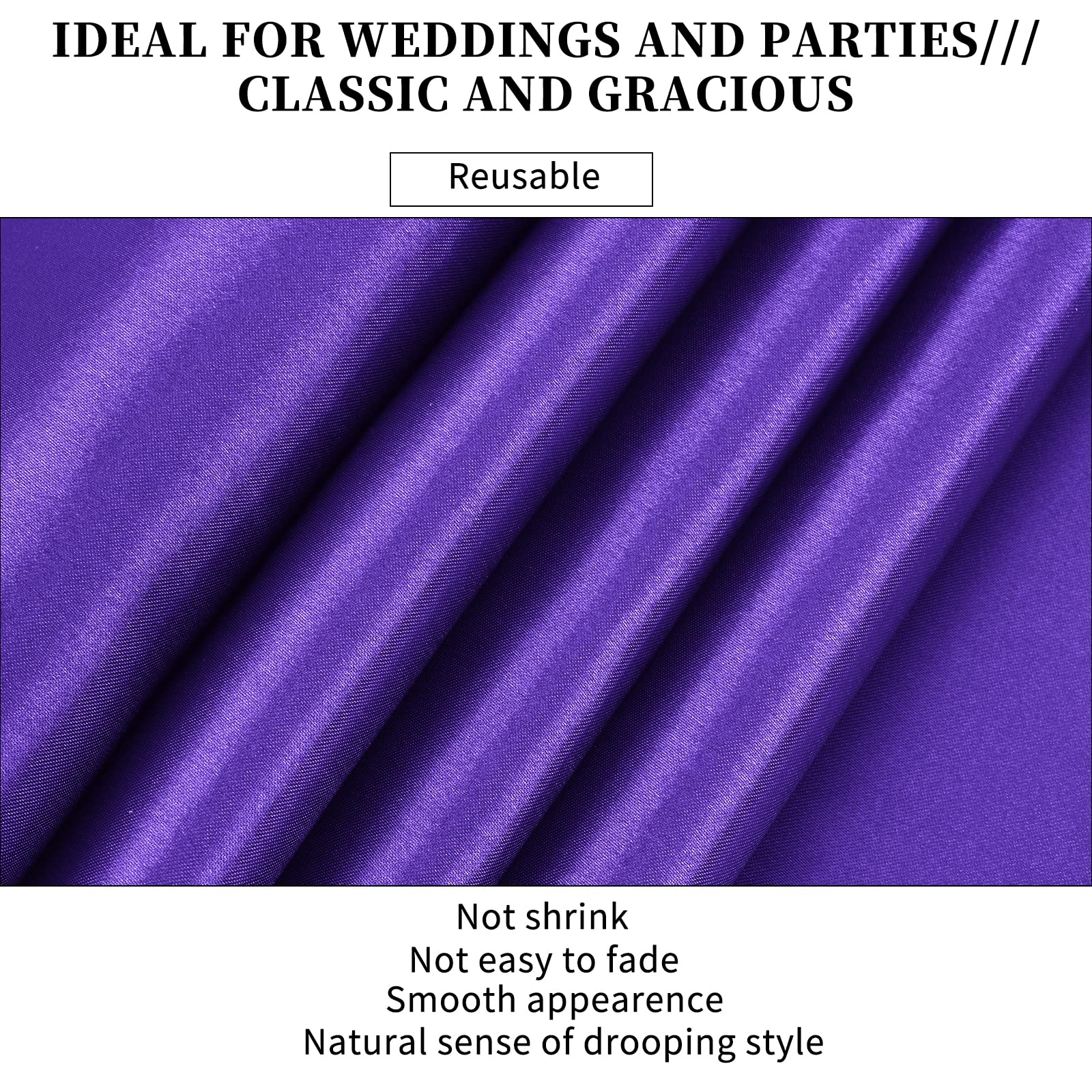 10-Pack Purple 12 X 108 Inches Long Premium Satin Table Runner For Wedding, Decorations For Birthday Parties, Banquets, Graduati