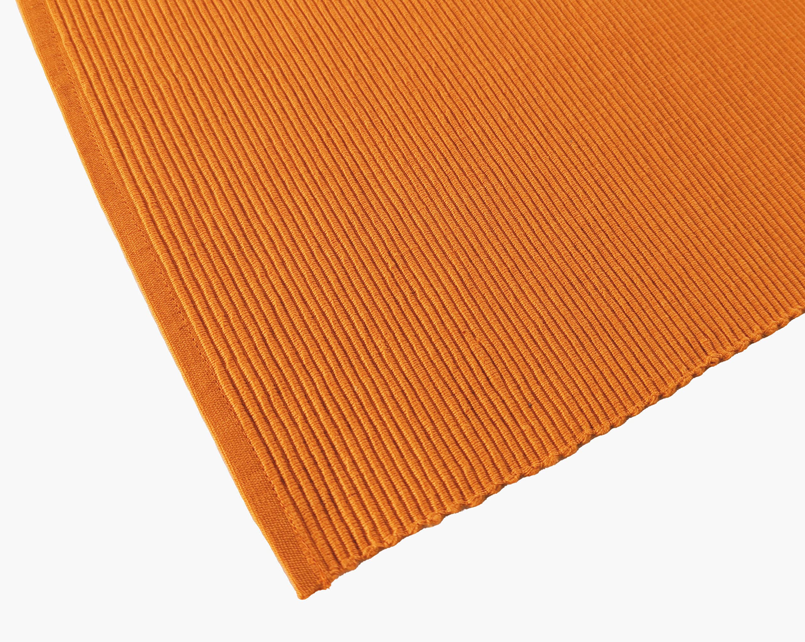 Avka Studio 100% Cotton Ribbed Placemats - Set Of 6-13 X 19 Inches - Orange - Everyday/Fall/Thanksgiving/Halloween Cloth Table M