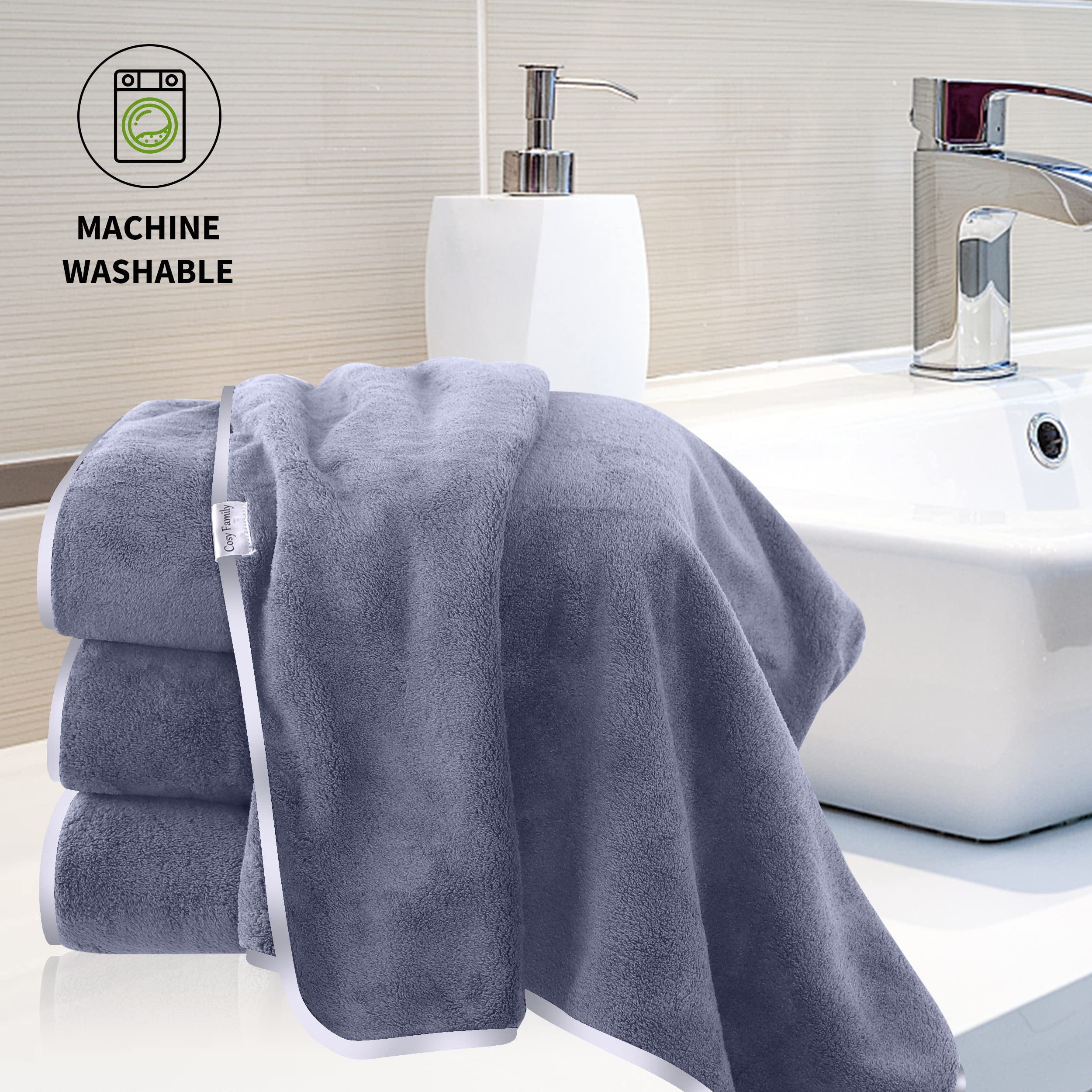 Cosy Family Microfiber 4 Pack Bath Towel Set  Lightweight and Quick Drying  Ultra Soft Highly Absorbent Towels for Bathroom  Gym  Hotel  Beach and Spa (Light Teal)