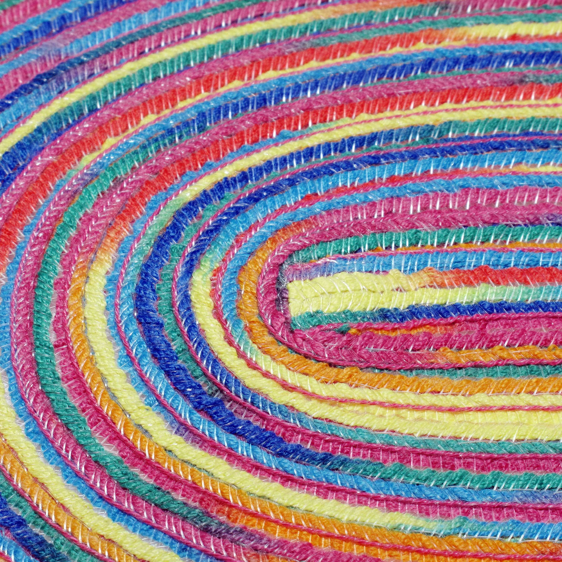 Cait Chapman Home Collection Multi-Color Braided Woven Fabric Placemats (12''X18'' Oval Placemat, Rainbow)