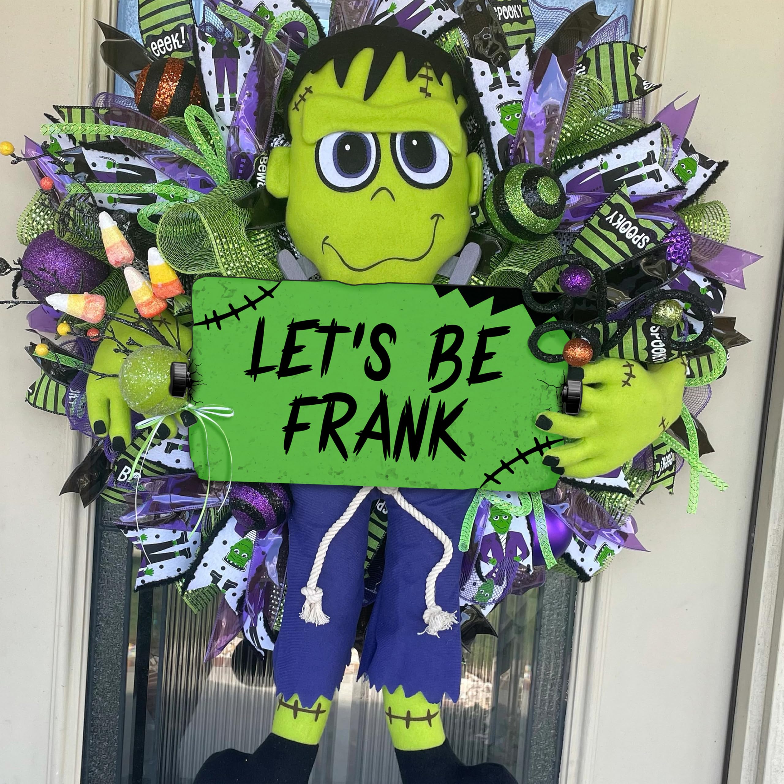 flinelife Let's Be Frank Sign, 12x6, Horror Movie Sign, Wreath Sign for Indoor Outdoor Use