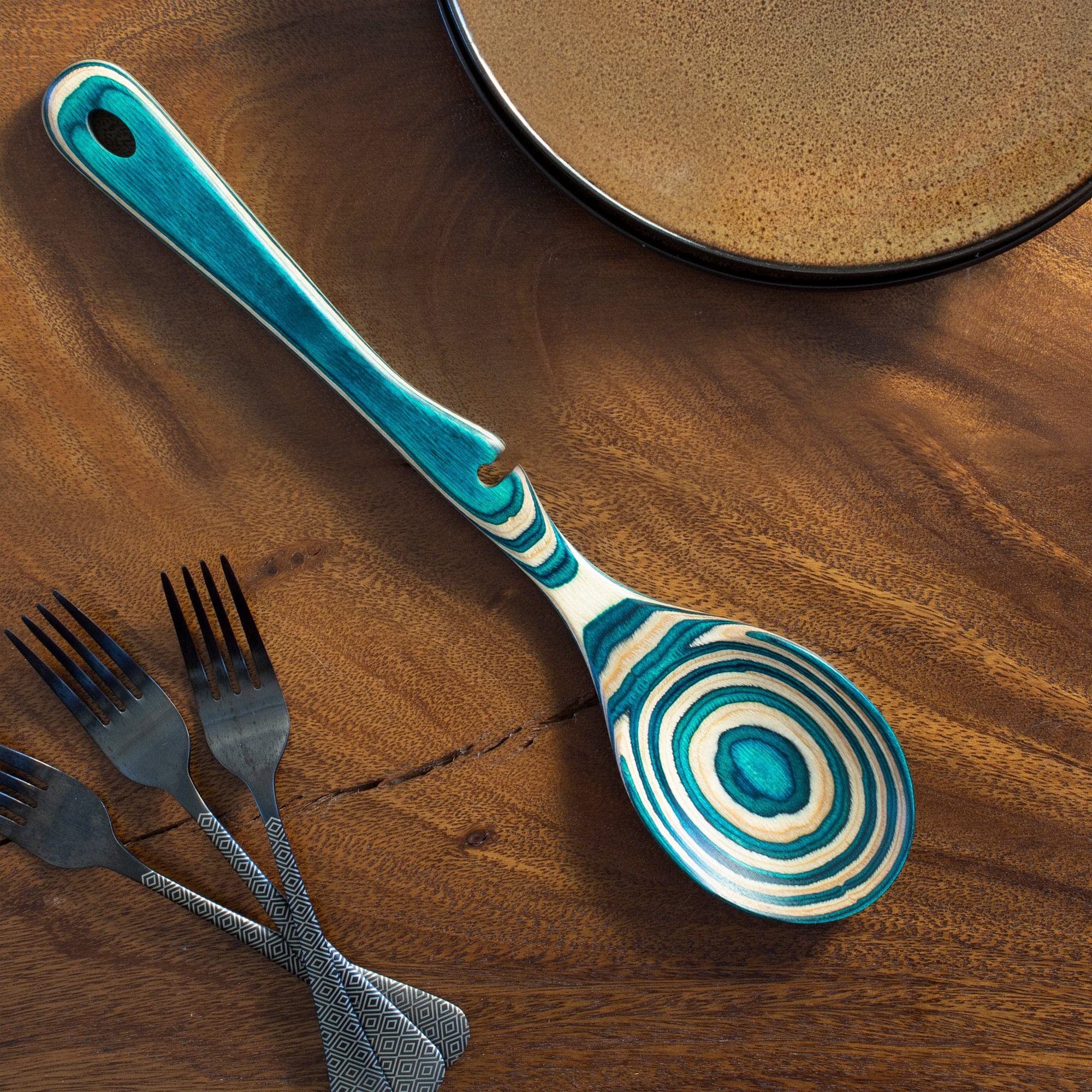 Baltique Mykonos Collection 12-1/2'' Wooden Cooking Spoon With Spoon Rest Notch, Safe For Use On Nonstick