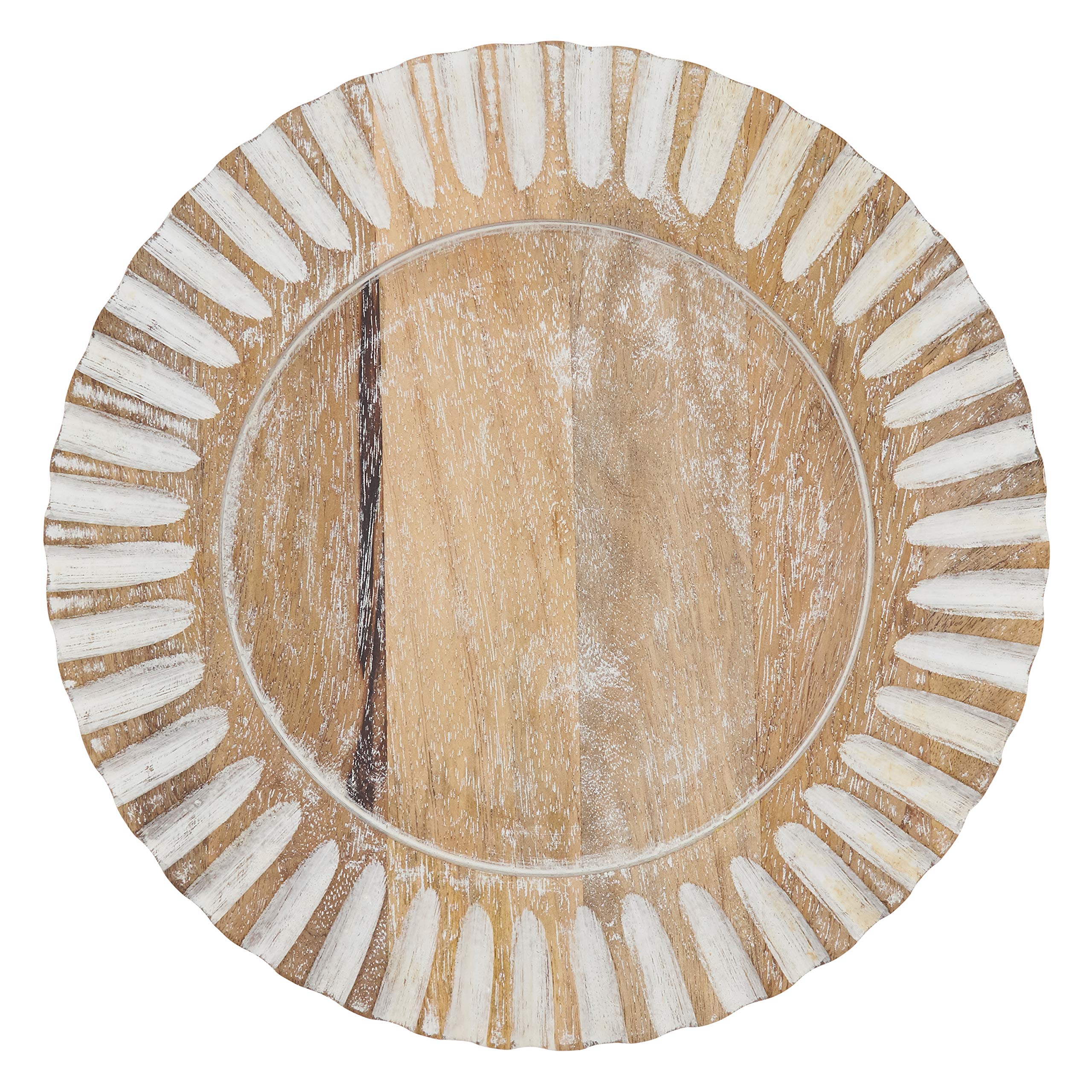Fluted Wood Charger Plates (Set Of 4)