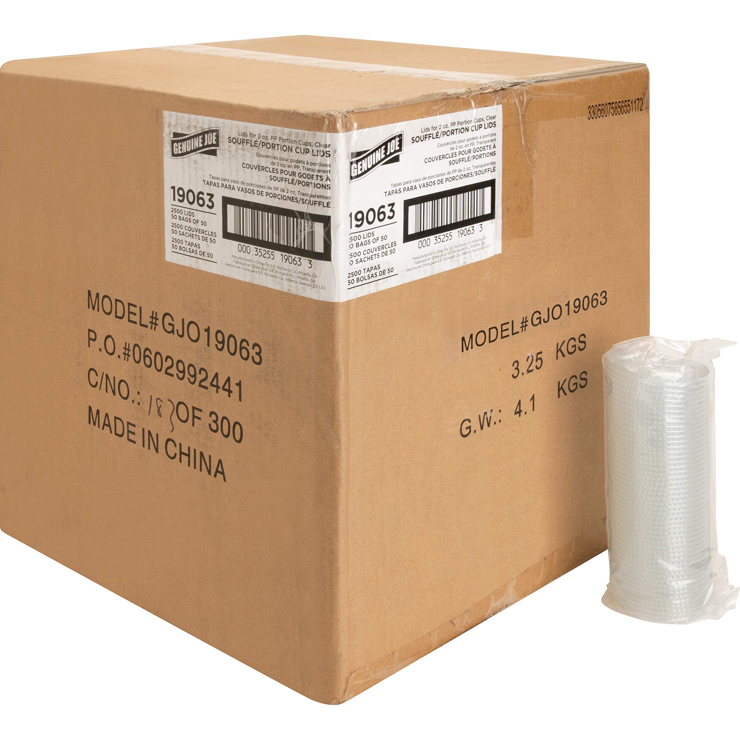 Genuine Joe 19063 Portion Cup Lids, 2Oz., 50Bg/Ct, Clear