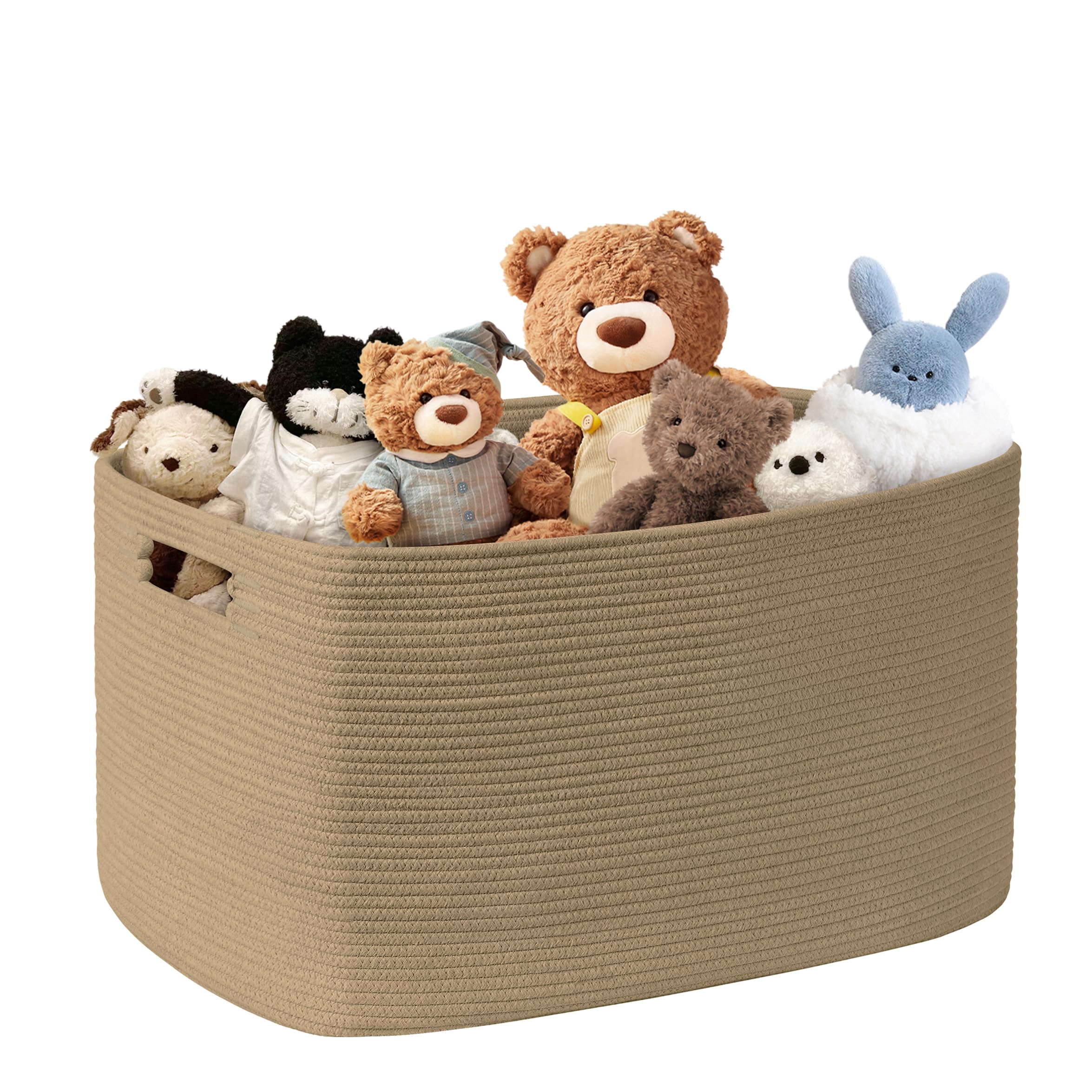 SunNewt 86L Large Wicker Laundry Basket for Living Room Storage,Boho Woven Cotton Rope Baskets for Kids Toy,Gifts,Square Blanket